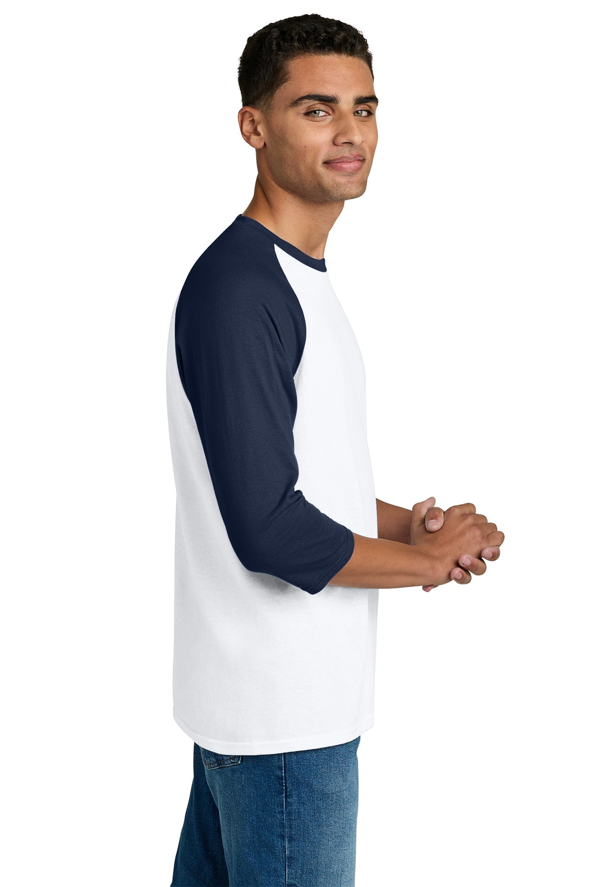 gildan heavy cotton 3 4 sleeve raglan t shirt 5700 white/ navy