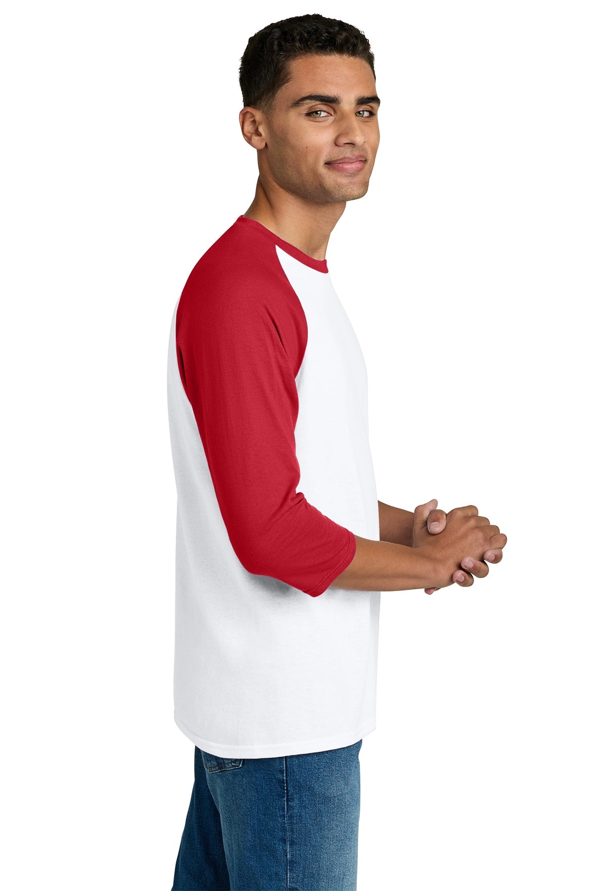 gildan heavy cotton 3 4 sleeve raglan t shirt 5700 white/ red