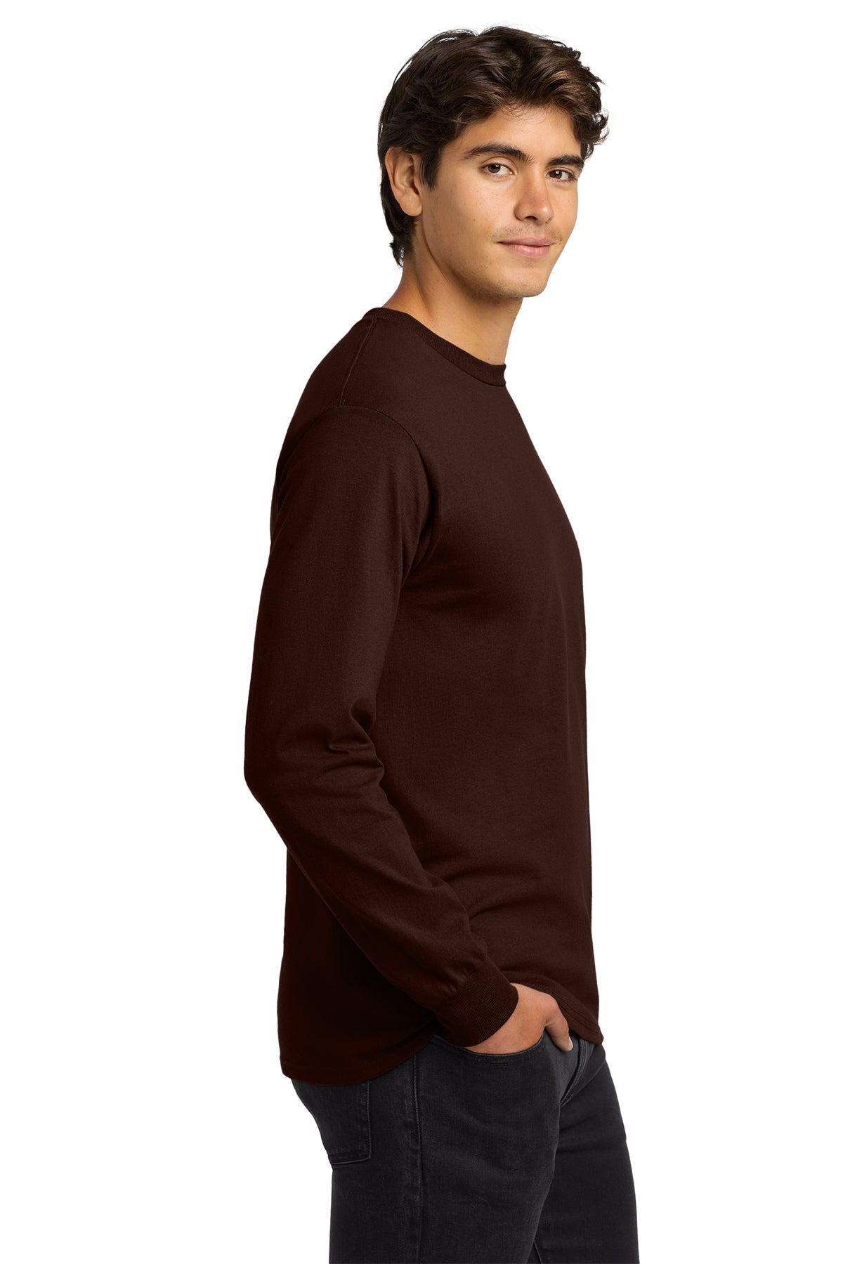 gildan ultra cotton long sleeve t shirt g2400 dark chocolate