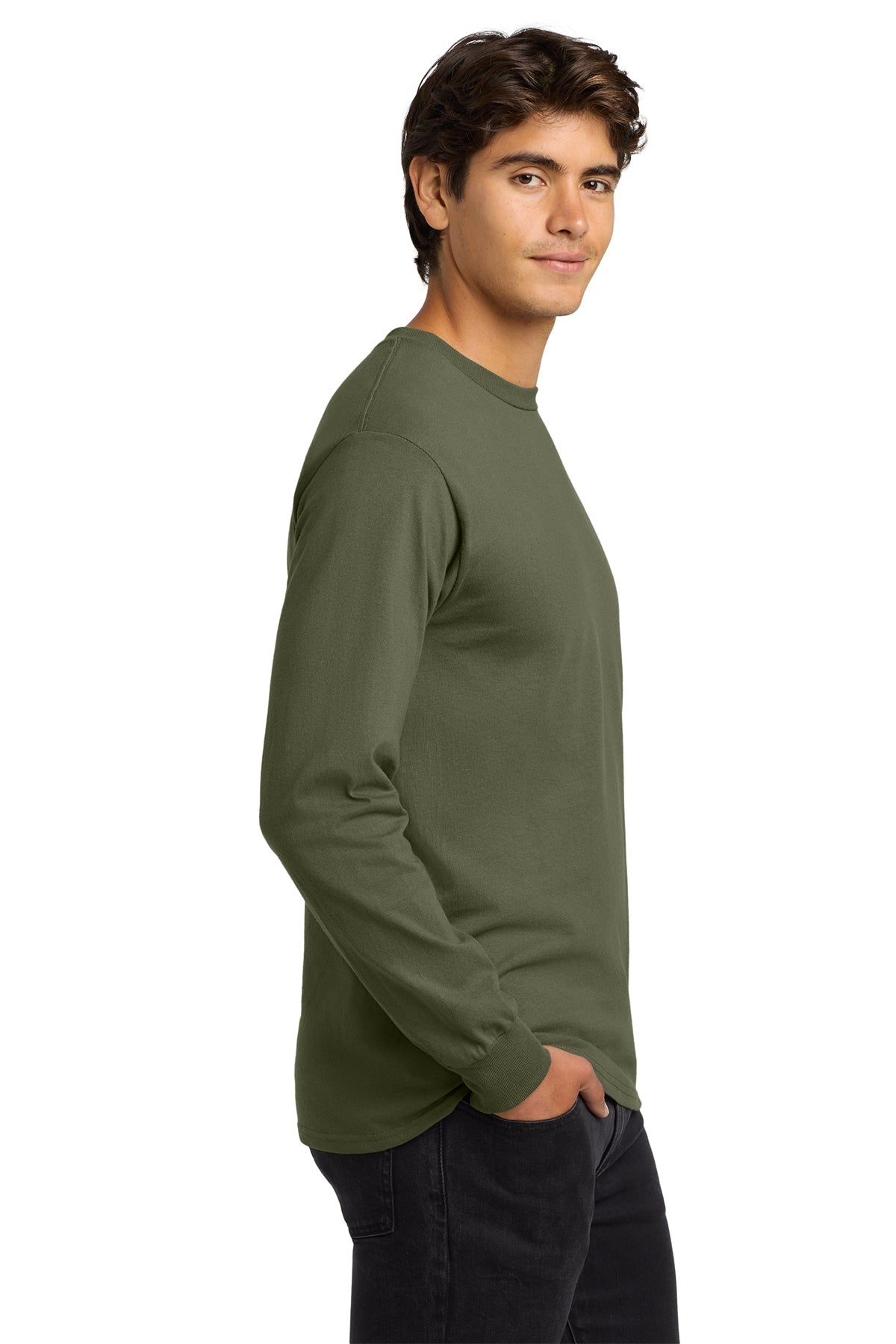 gildan ultra cotton long sleeve t shirt g2400 military green