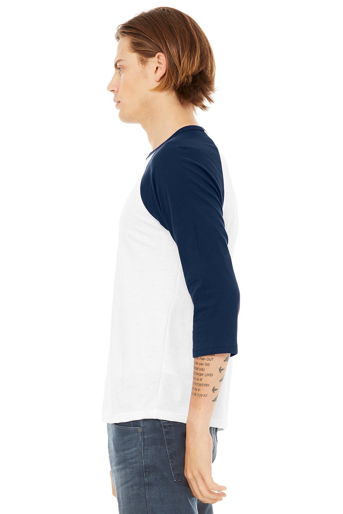 Bella Canvas Unisex 3/4-Sleeve Baseball T-Shirt, White/ Navy [Fire Solutions]