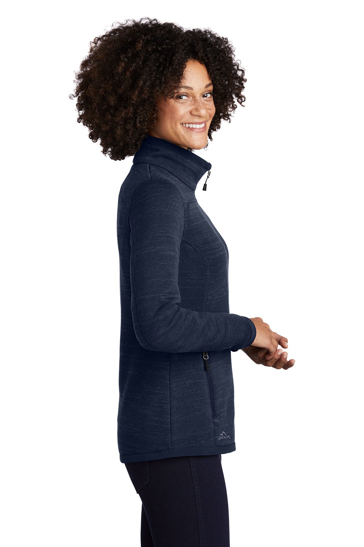 Eddie Bauer Ladies Custom Sweater Fleece Jackets, River Blue Navy Heather [Real8 Group]