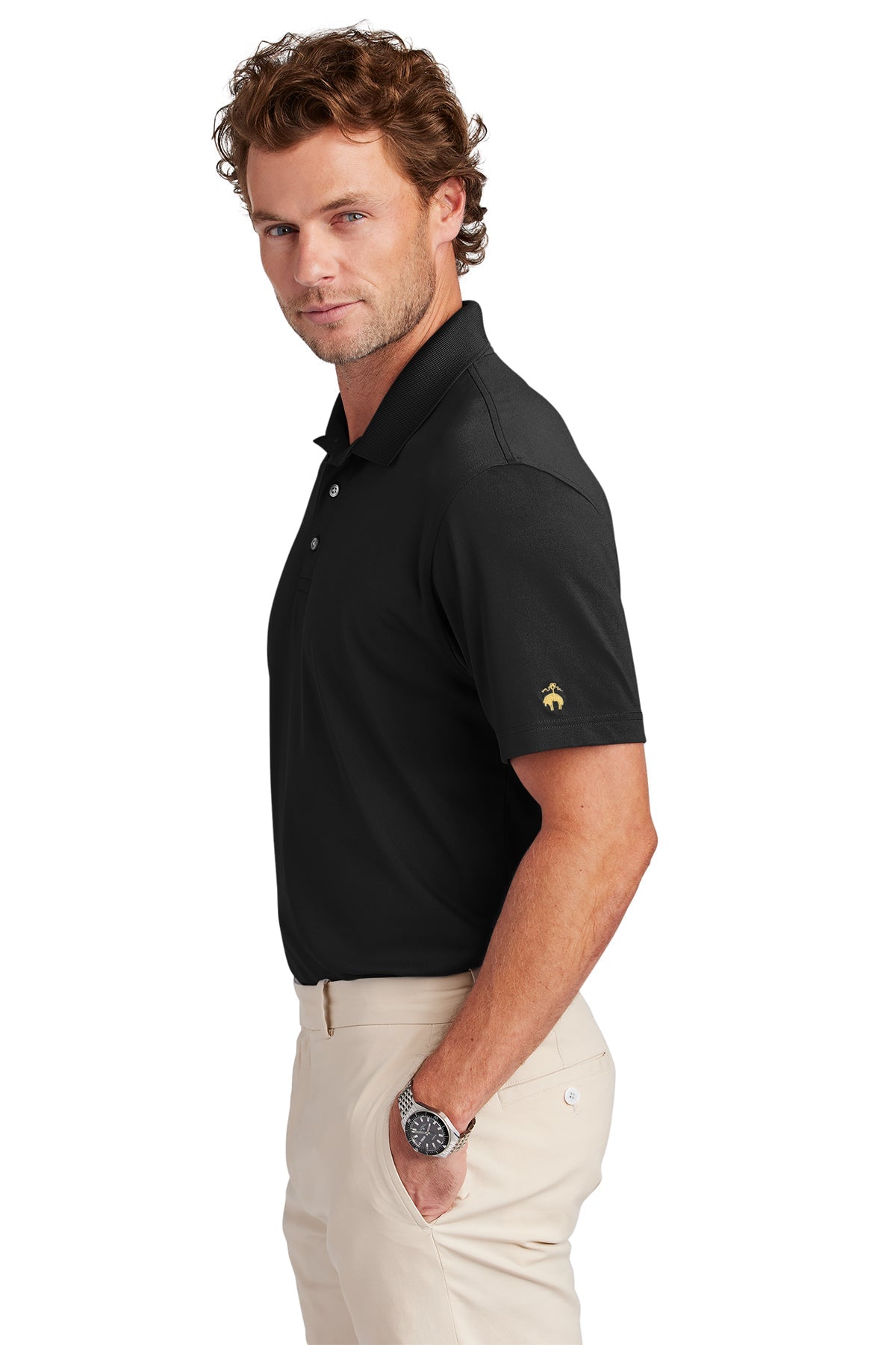 Brooks Brothers Mesh Pique Performance Custom Polos, Deep Black [NARENCO]