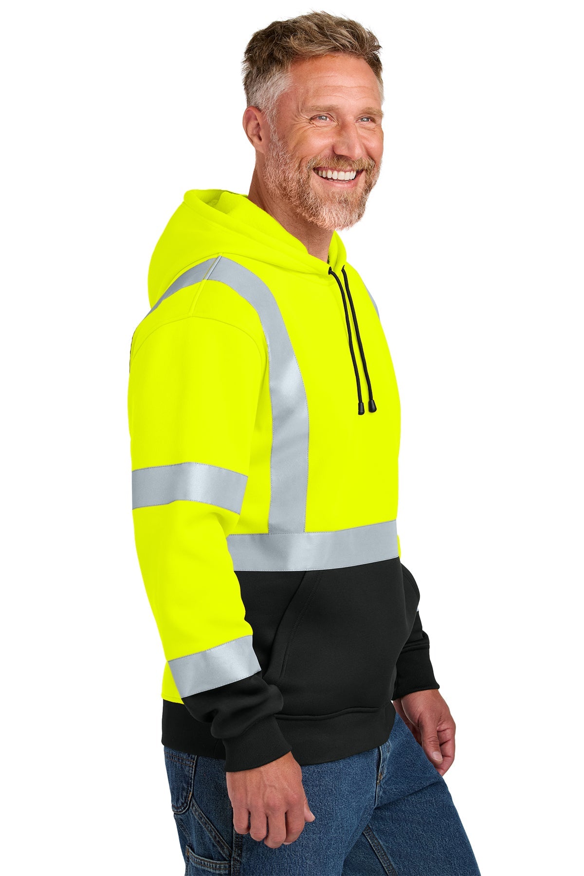 CornerStone ANSI 107 Class 3 Heavy-Duty Fleece Custom Pullover Hoodies, Safety Yellow [Vicon Construction]