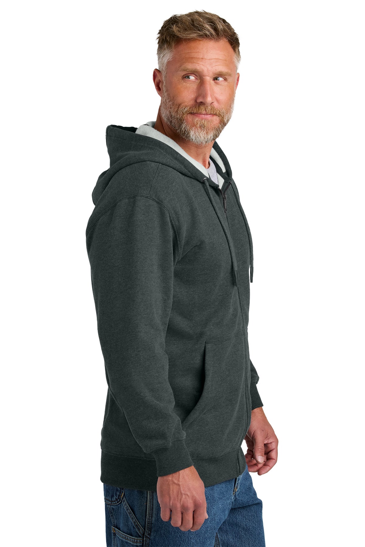 CornerStone Tough Fleece Custom Full-Zip Hoodies, Charcoal Heather [Mechanical Solutions]