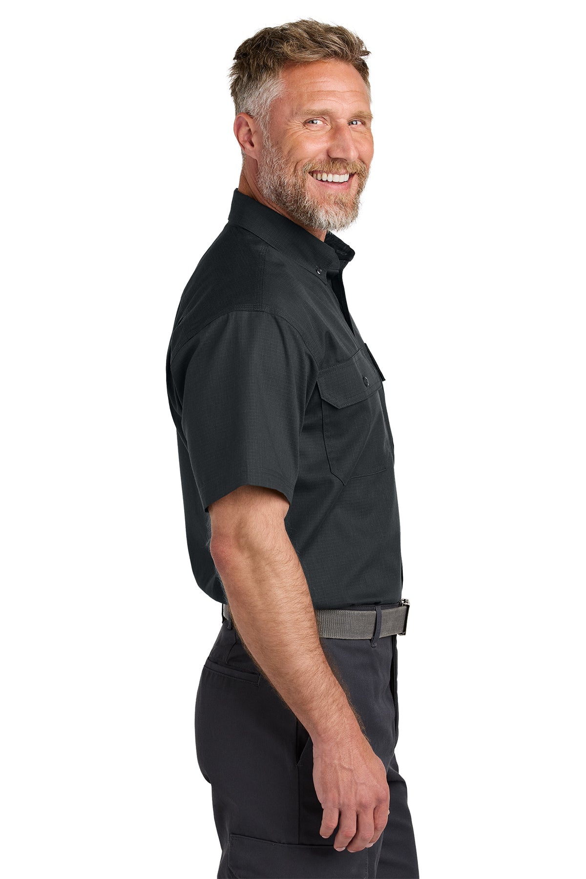 CornerStone Short Sleeve Select Ripstop Custom Shirts, Echo Steel