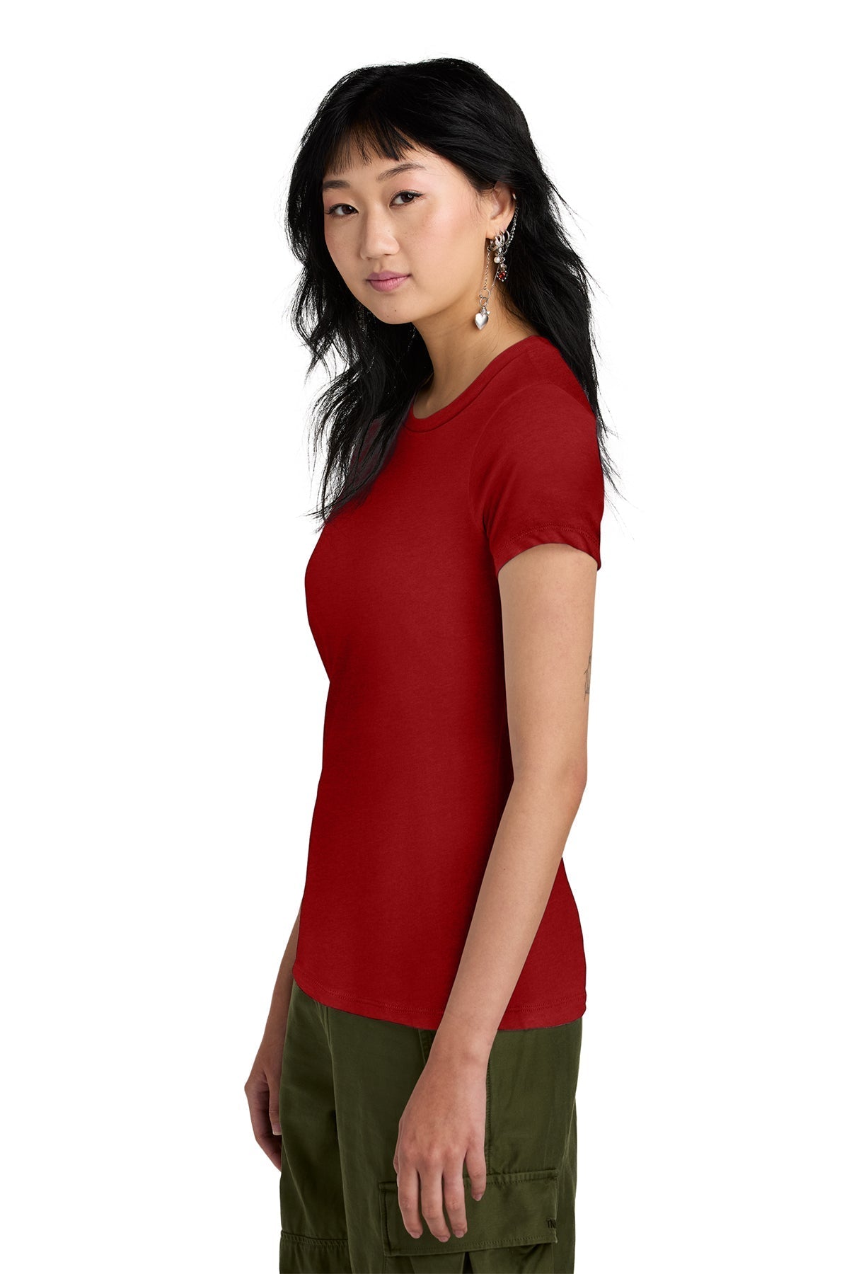 District Women’s Perfect Weight Custom Tees, Classic Red [Fire Solutions]
