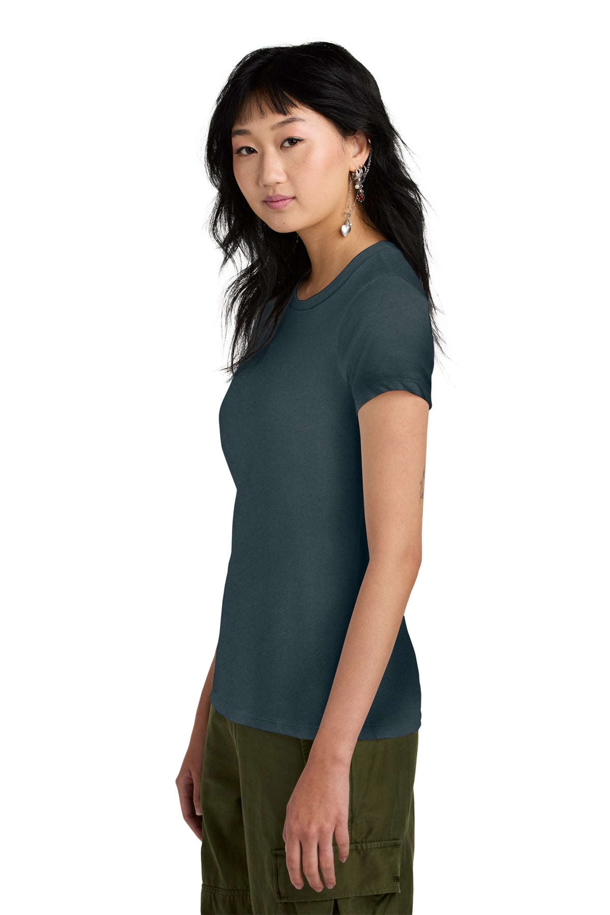 District Women’s Perfect Weight Custom Tees, Deep Steel Blue