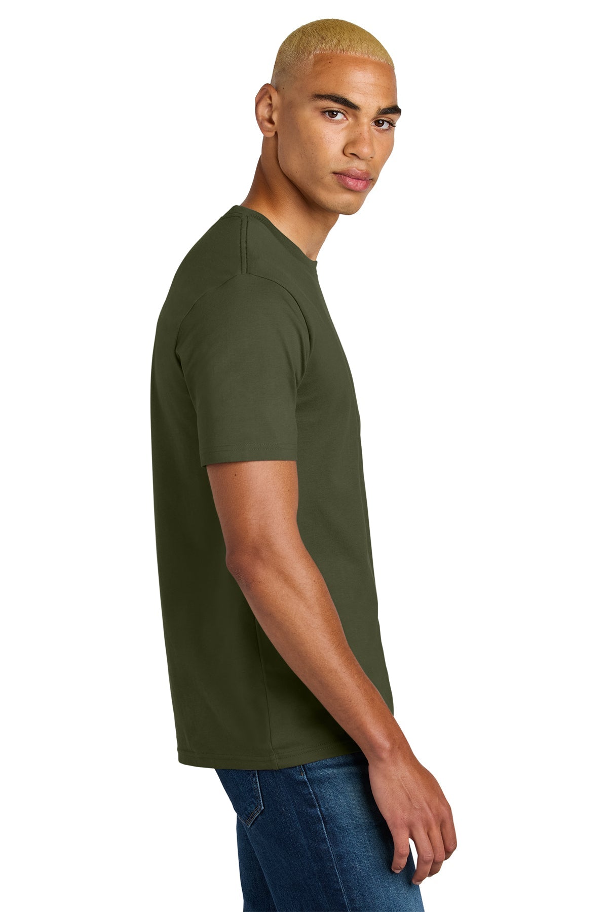 District Perfect Weight Icon Custom Tees, Military Green