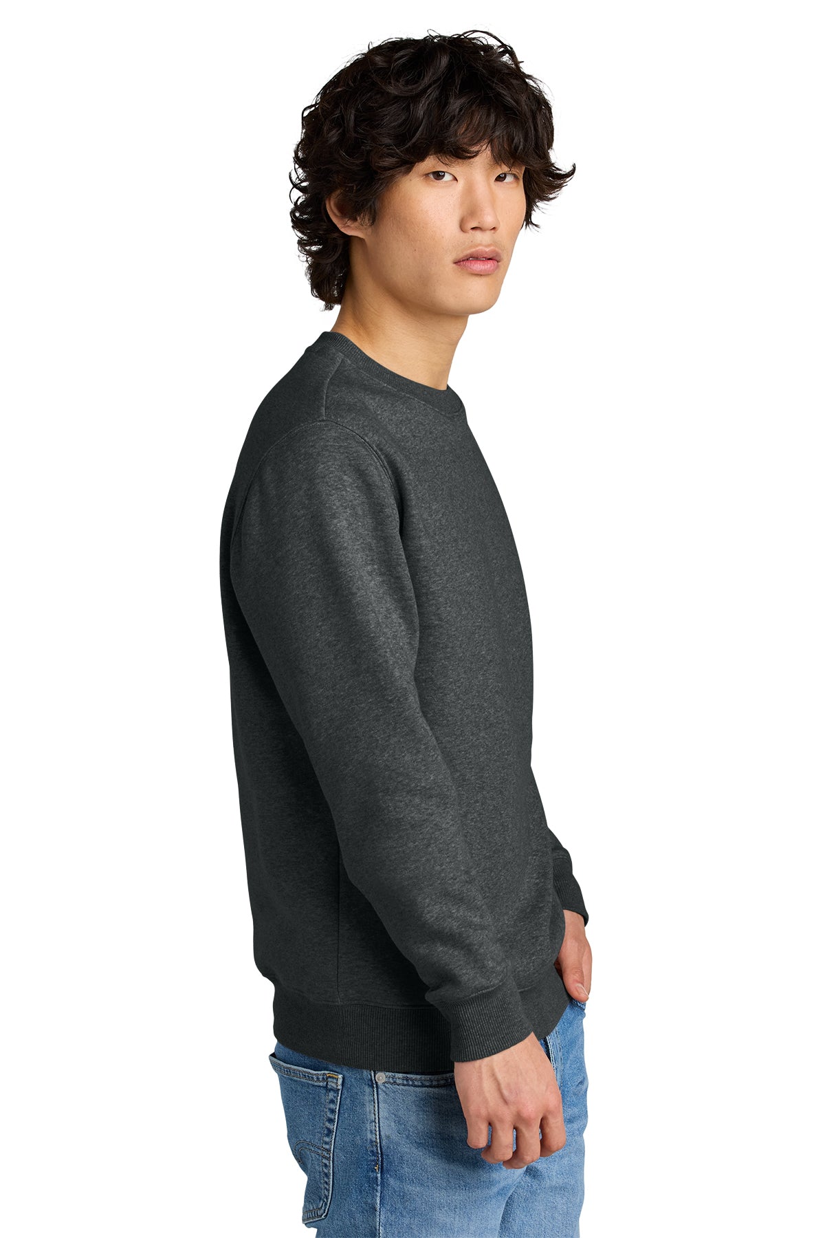 District Perfect Weight Fleece Custom Crews, Heathered Charcoal