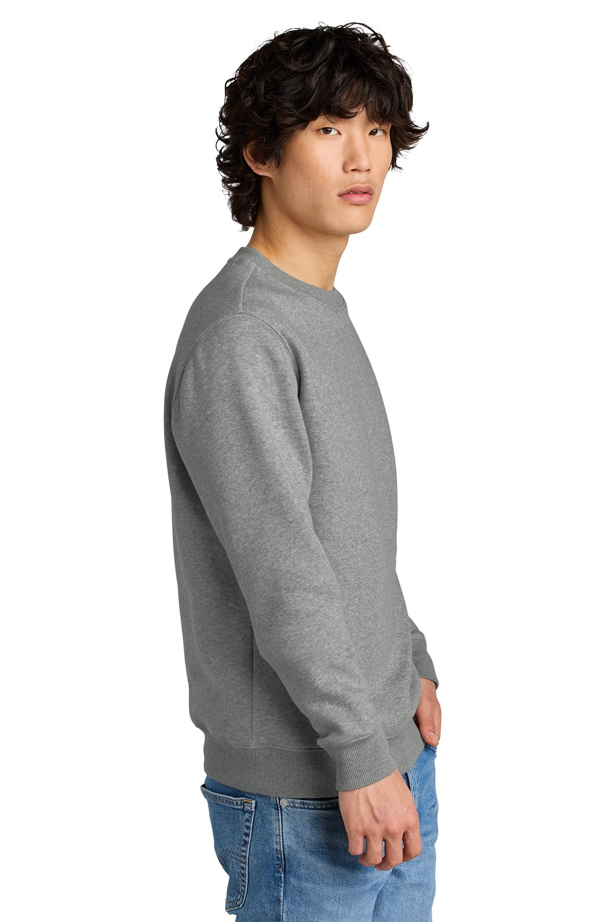 District Perfect Weight Fleece Custom Crews, Heathered Steel