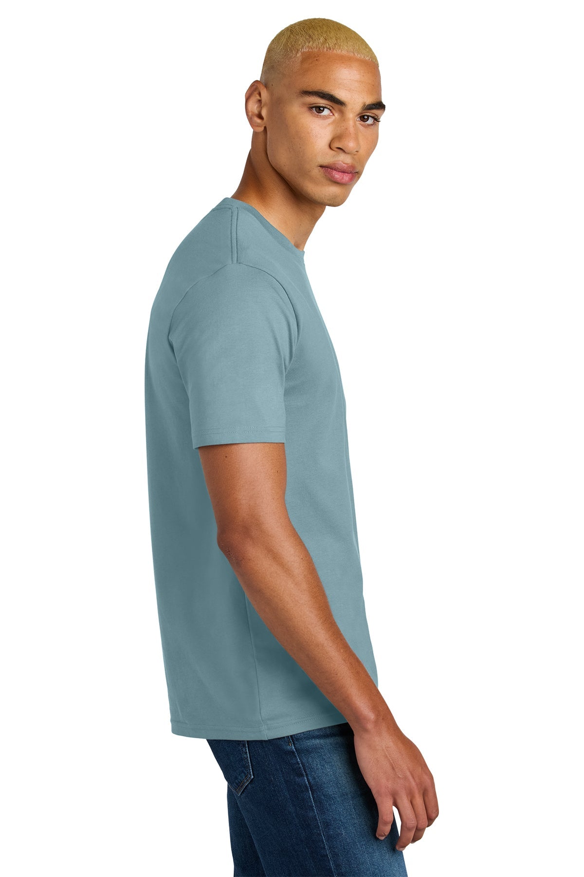 District Perfect Weight Icon Custom Tees, Blue Fog