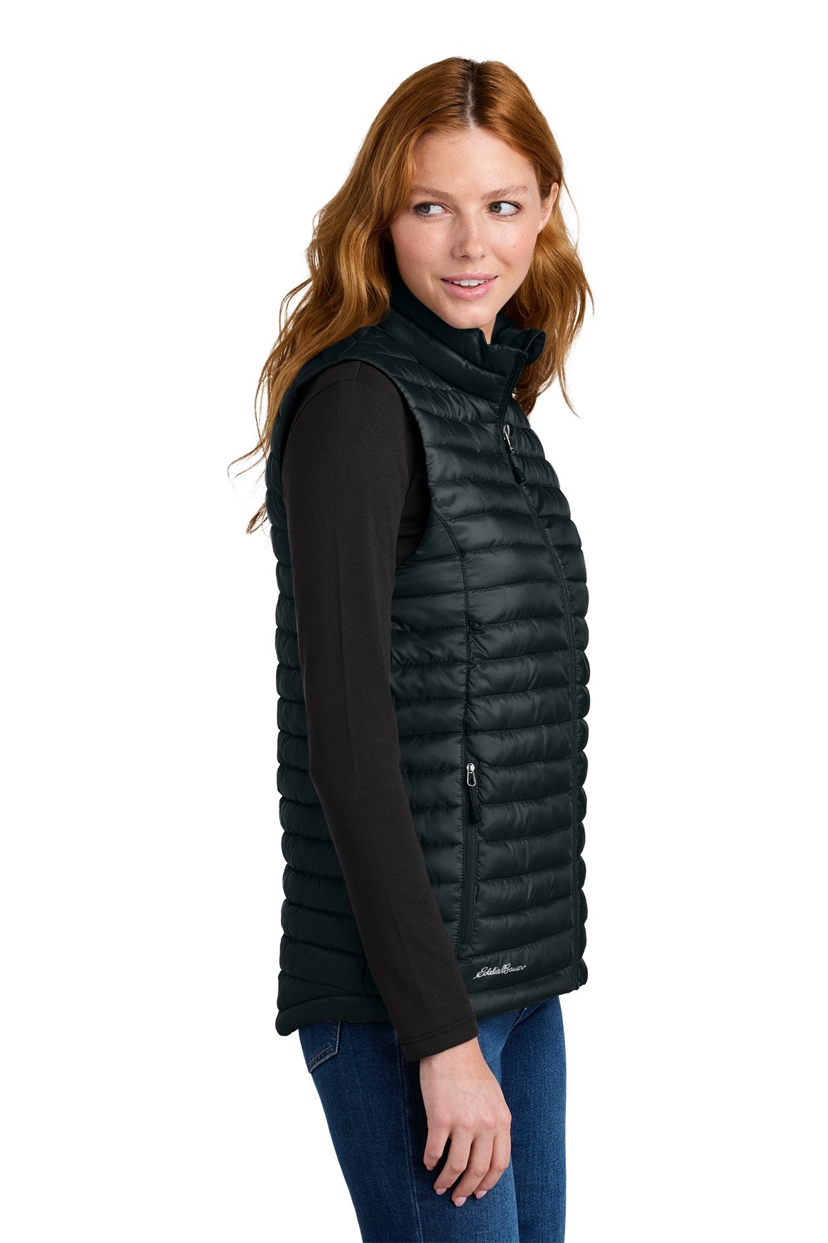 Eddie Bauer Womens Packable Quilted Custom Vests, Black