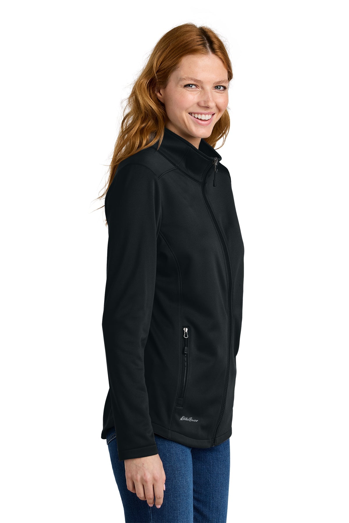 Eddie Bauer Womens Smooth Mid Layer Fleece Custom Full-Zips, Black