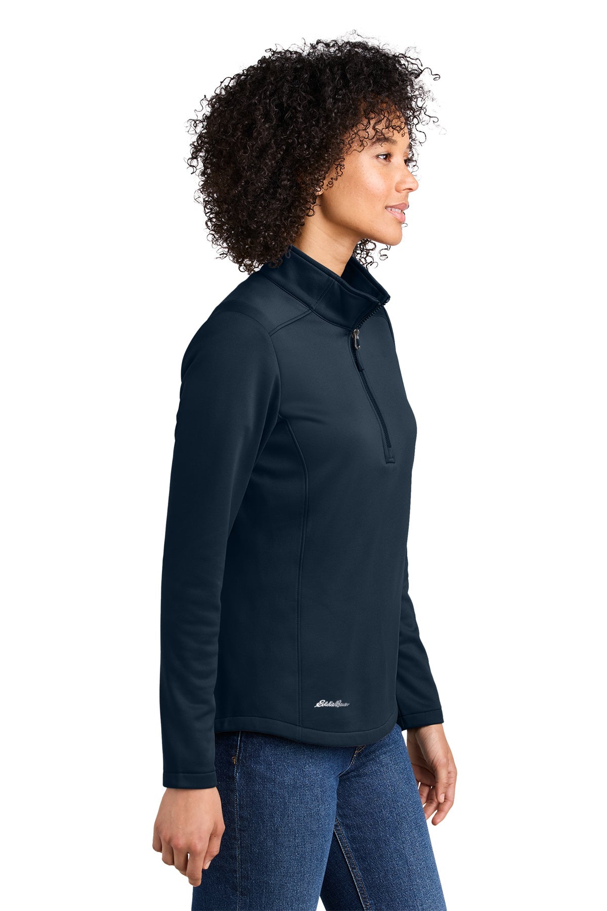 Eddie Bauer Womens Smooth Mid Layer Fleece Custom 1/2-Zips, River Blue Navy