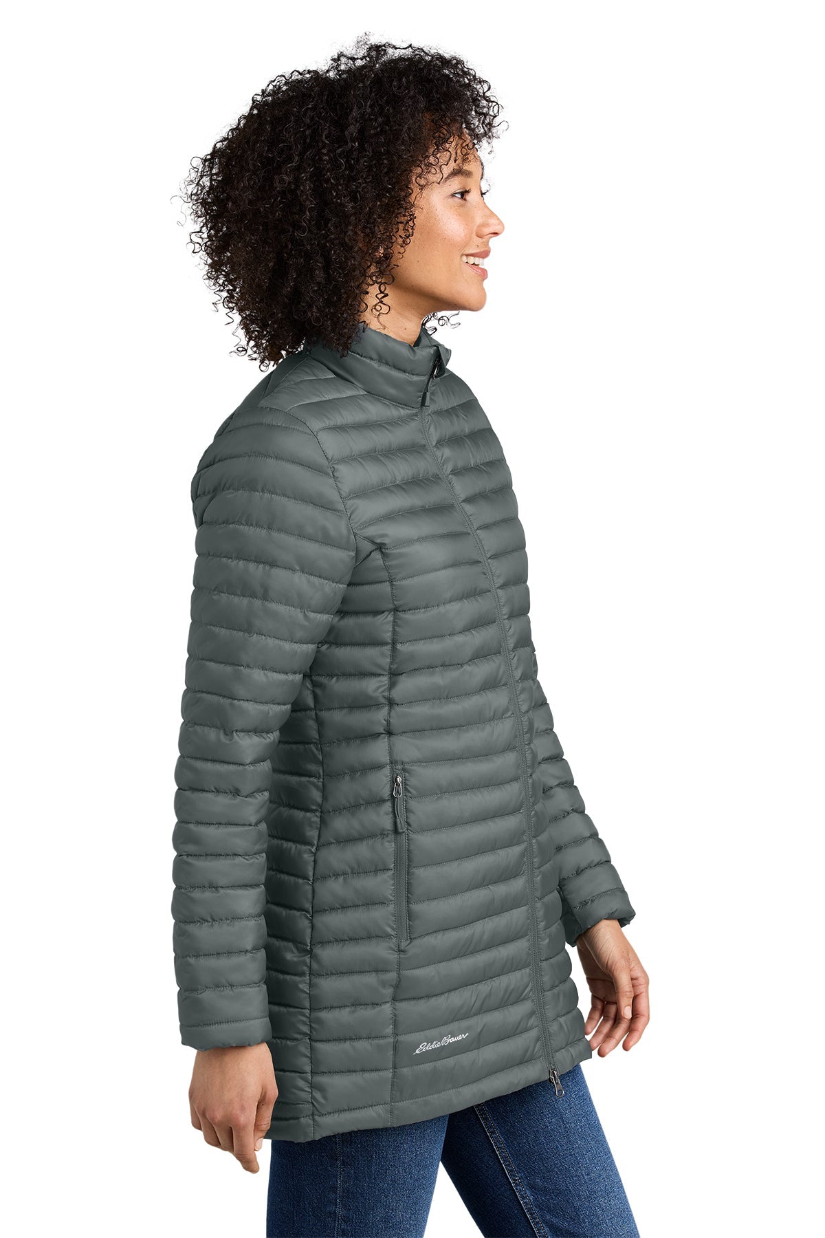 Eddie Bauer Womens Packable Quilted Custom Full-Zips, Metal Grey