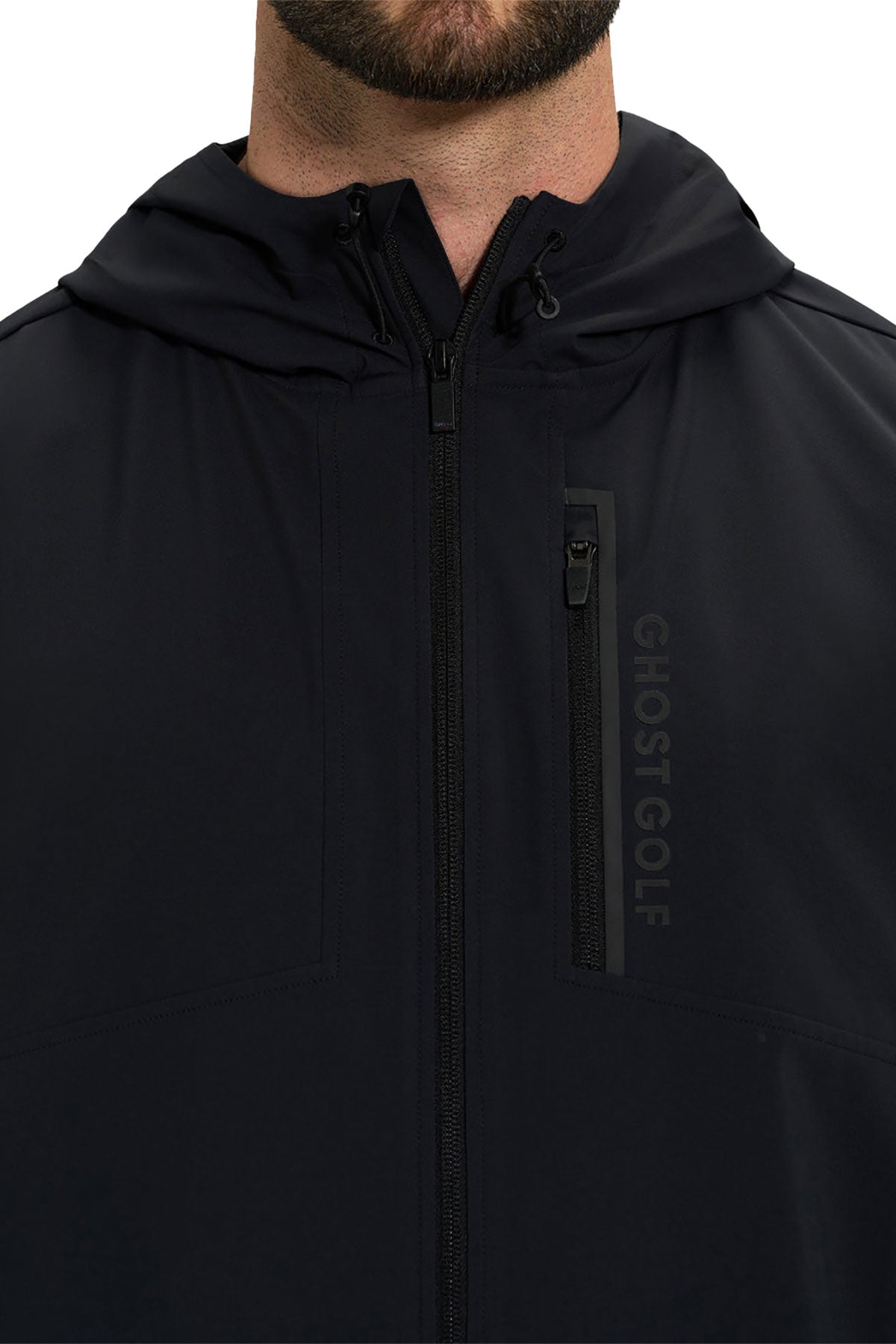 Ghost Golf Hooded Zip Shell Custom Jackets, Black