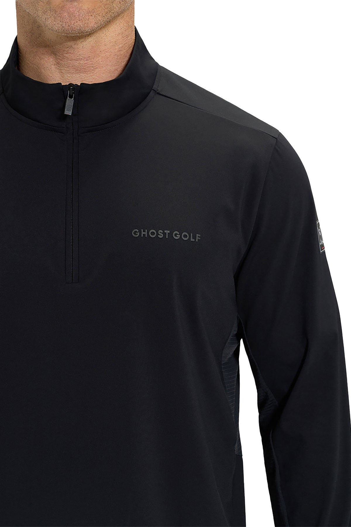Ghost Golf 1/4 Zip Mock Custom Jackets, Black [Executive Construction]