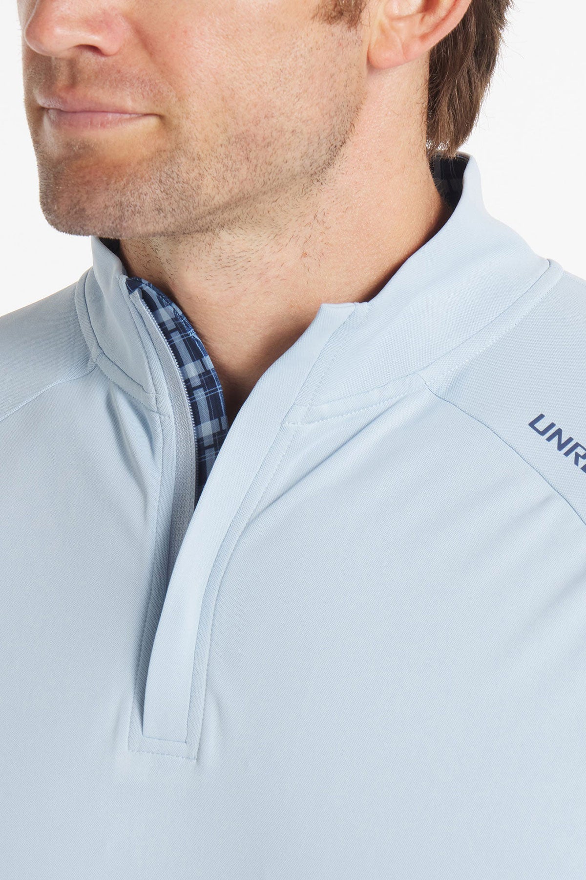 UNRL Highlands Custom Quarter Zips, Sky Plaid