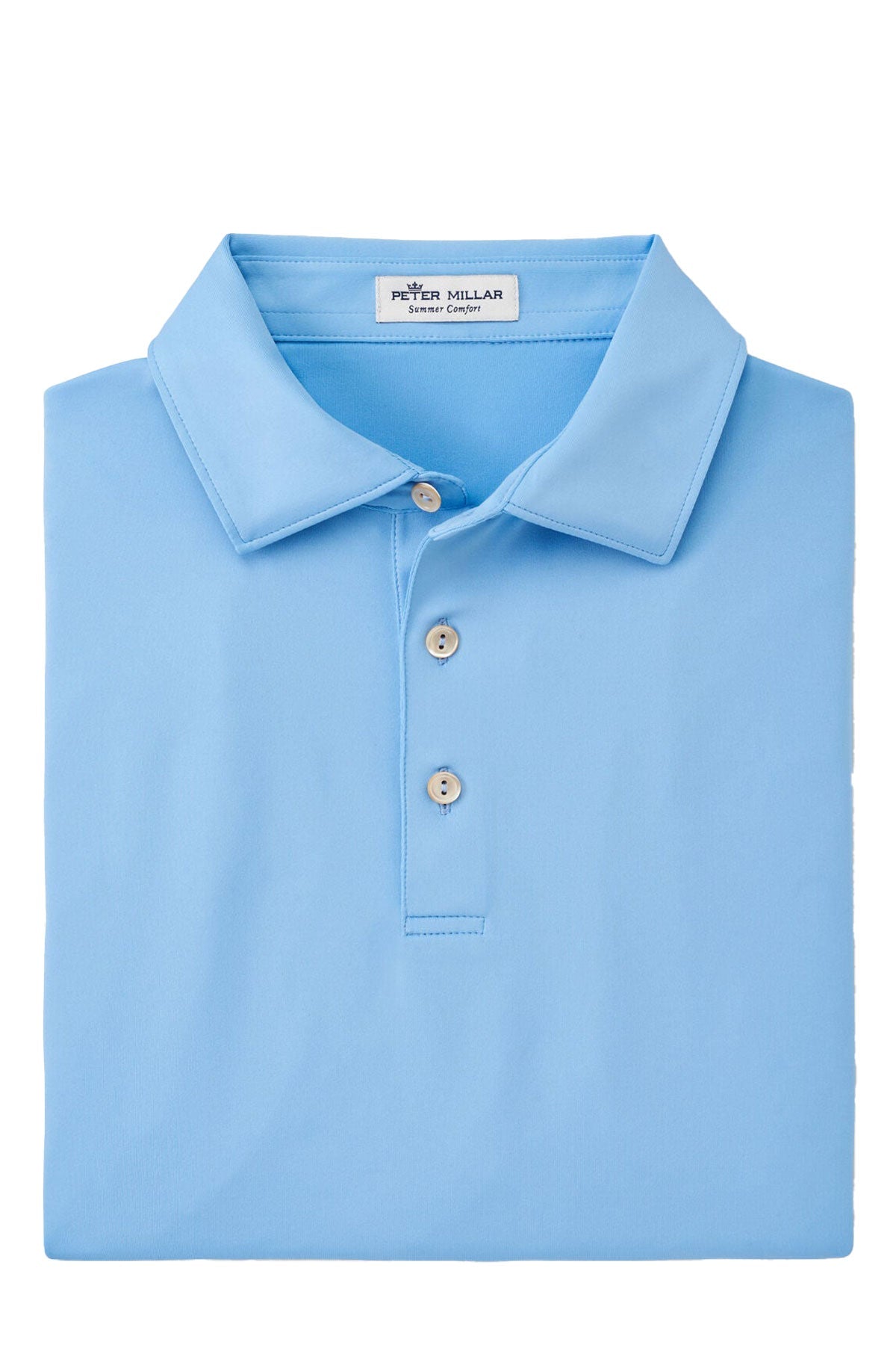 Custom Peter Millar Solid Performance Polo Self Collar Blue
