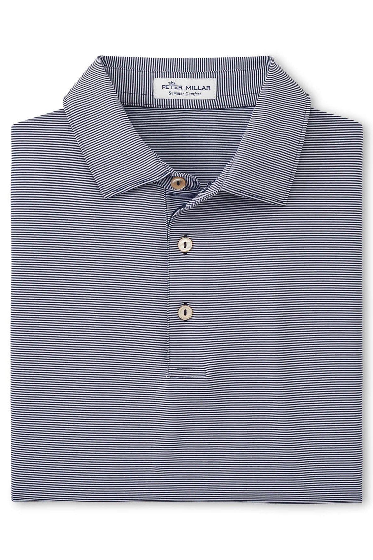 Peter Millar Jubilee Stripe Custom Polos, Navy
