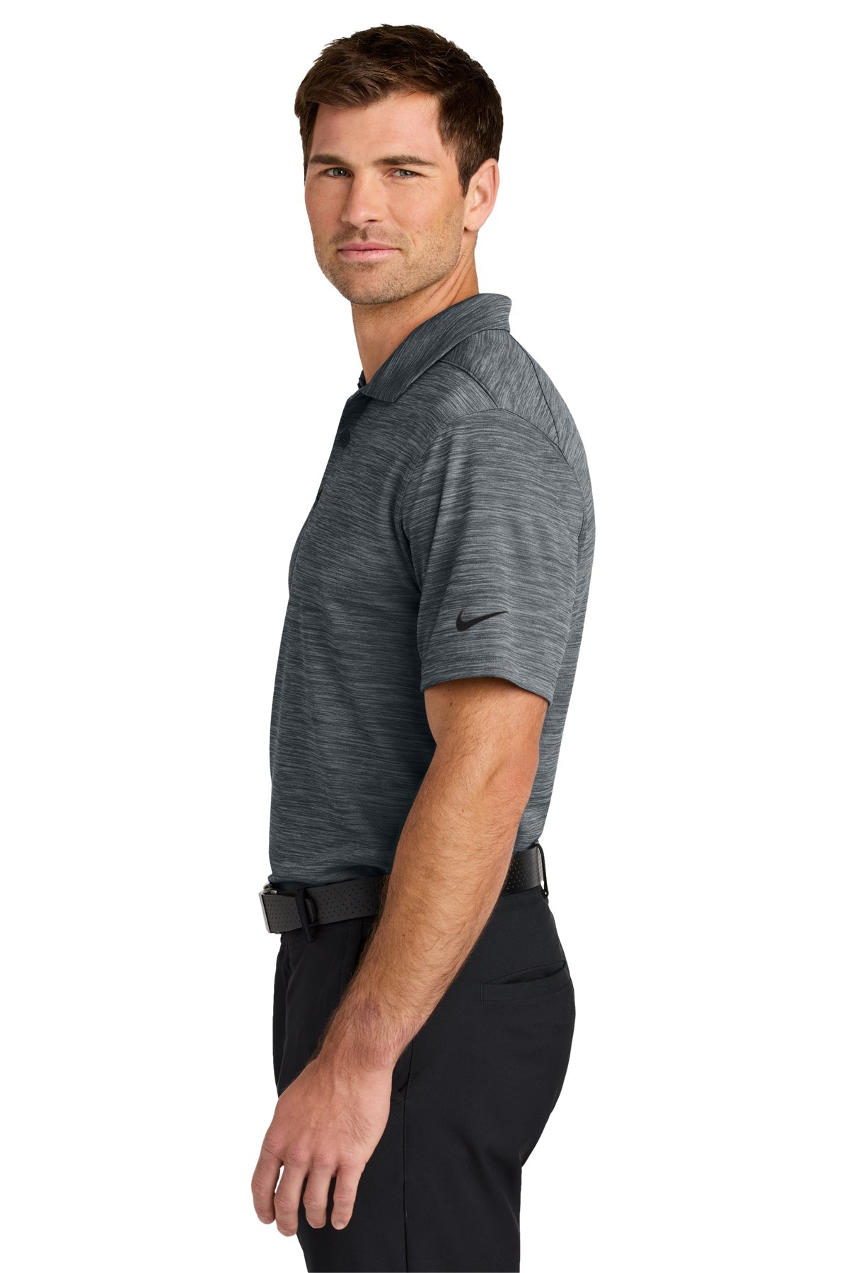 Nike Dri-FIT Striated Custom Polos, Dark Grey [Launch]