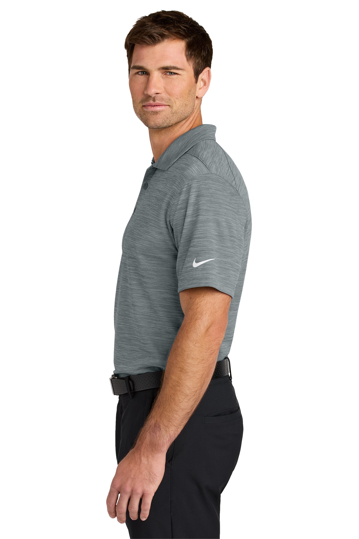 Nike Dri-FIT Striated Custom Polos, Cool Grey