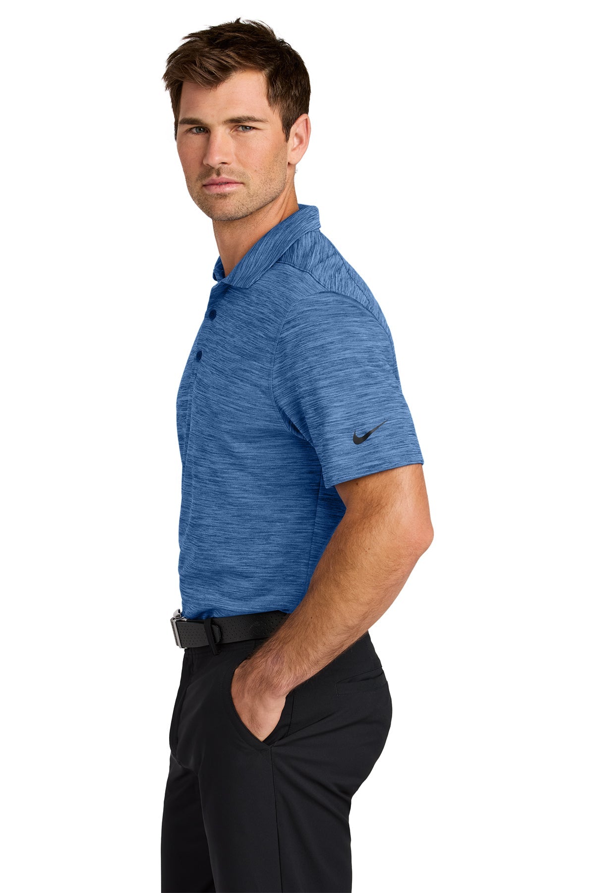 Nike Dri-FIT Striated Custom Polos, Game Royal