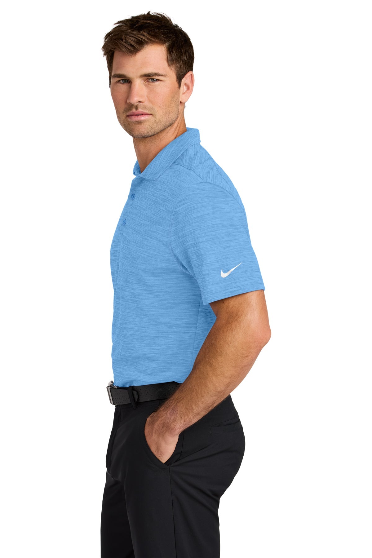 Nike Dri-FIT Striated Custom Polos, University Blue