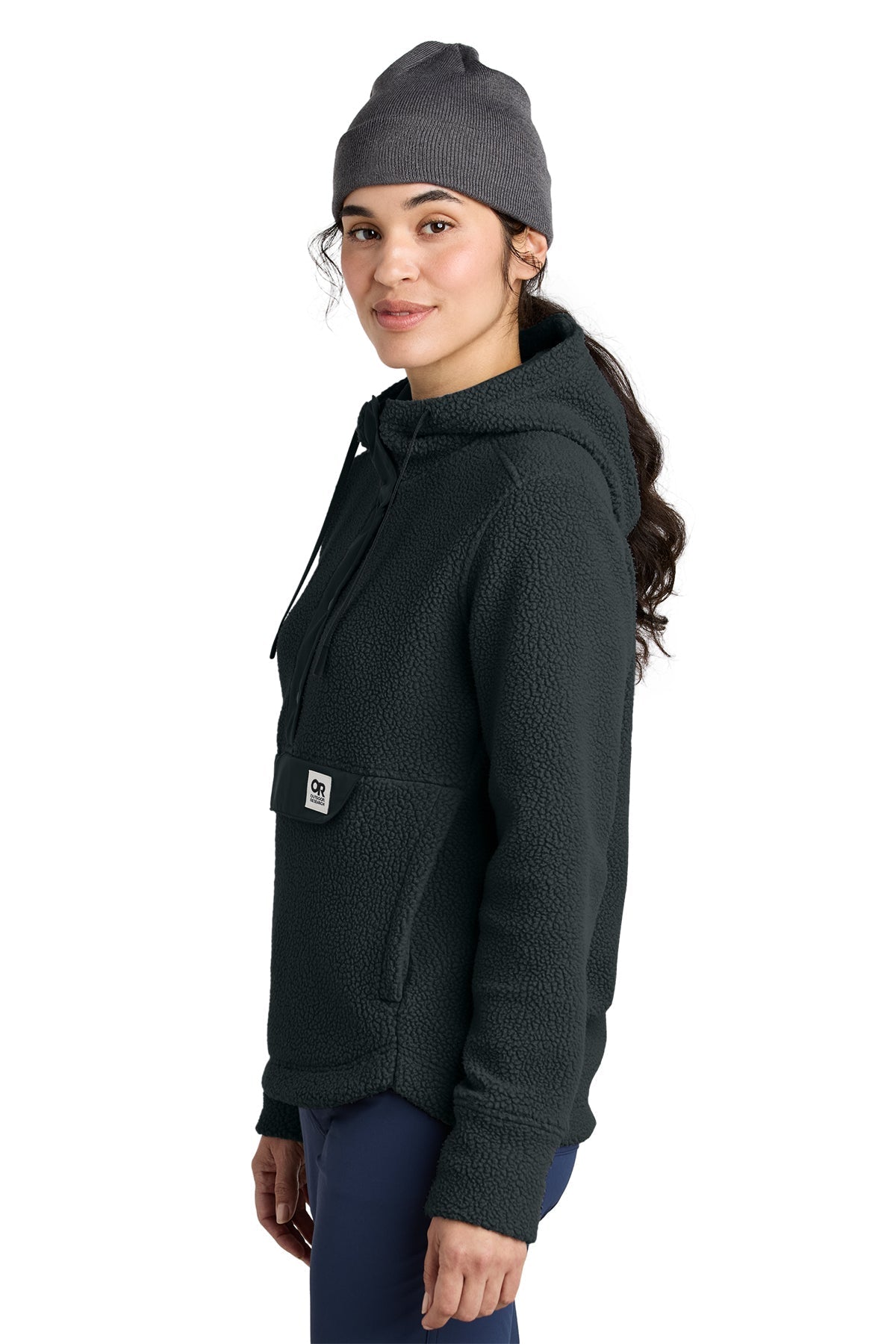 Outdoor Research Womens Packwood Fleece Pullover Custom Hoodies, Black [Real8 Group]