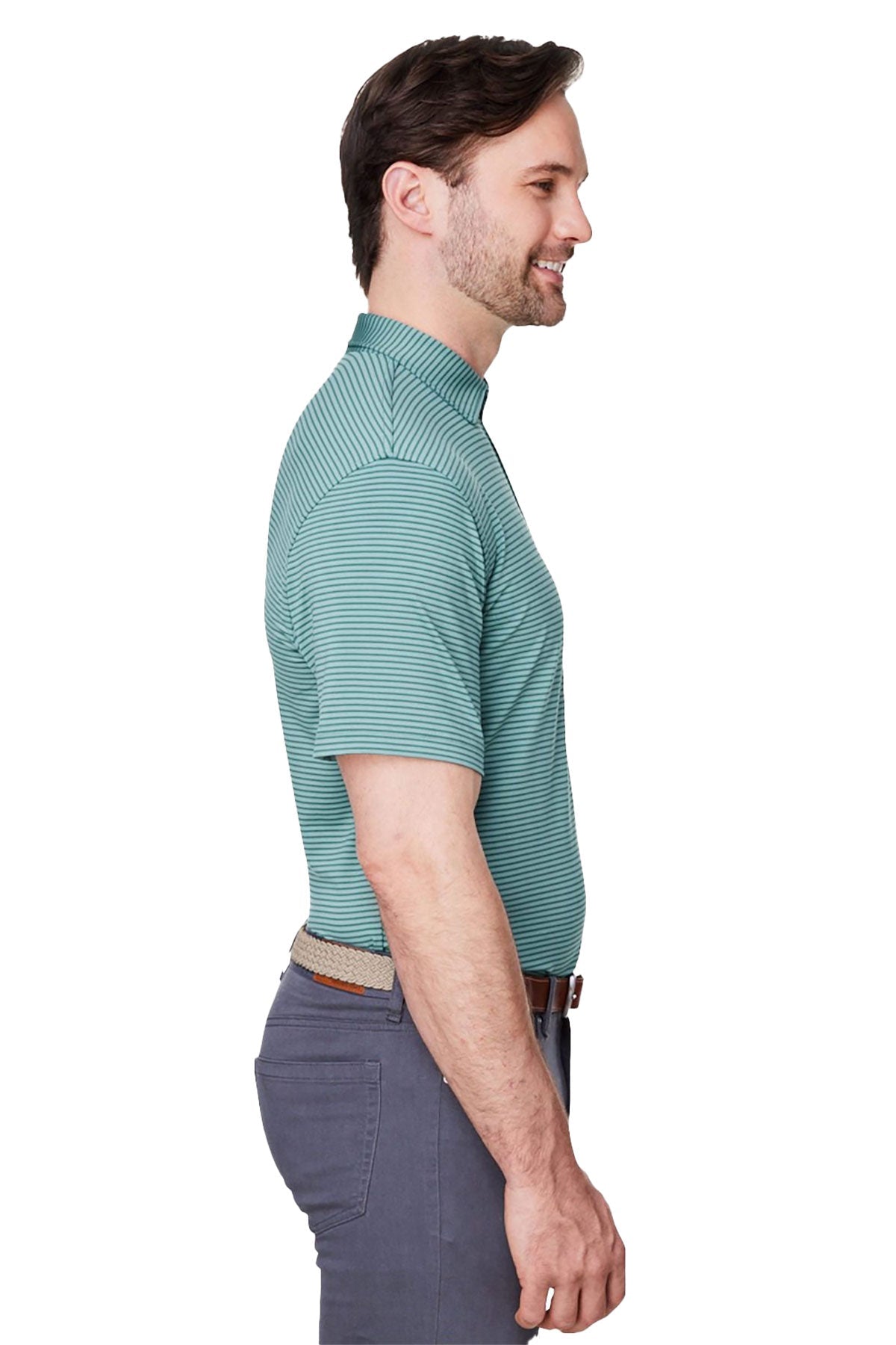 Vineyard Vines Custom Mens Bradley Stripe Sankaty Polos, Sea Clay Green [Gershman Mortgage]