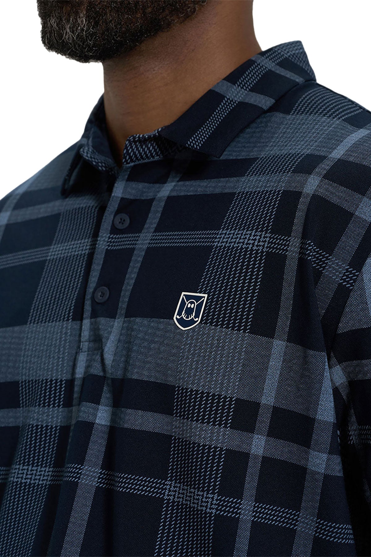 Ghost Golf Spectator Plaid Custom Polos, Navy [Versalift]