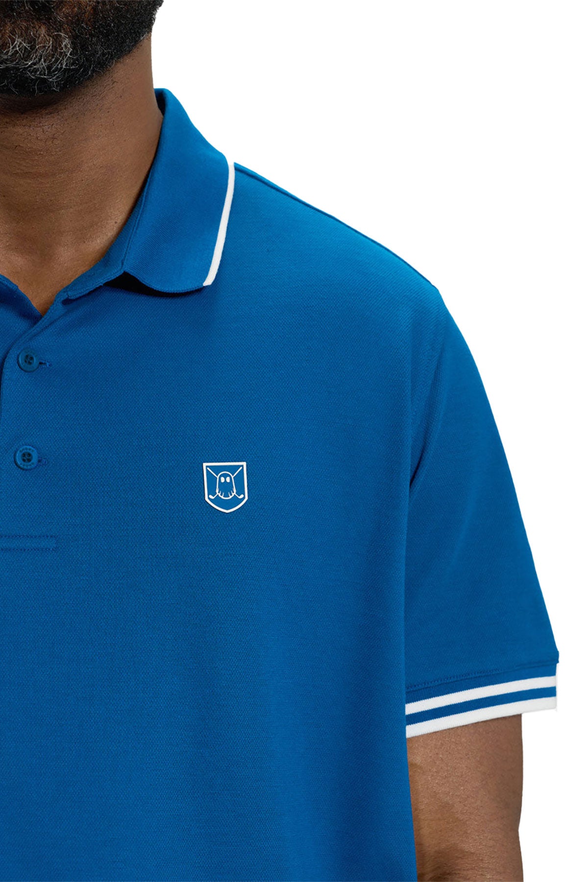 Ghost Golf Spectator Tipped Collar Custom Polos, Royal Blue