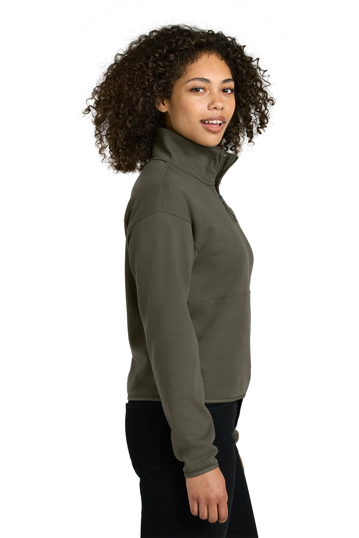 The North Face Womens Double-Knit 1/2-Zip Custom Fleece, New Taupe Green