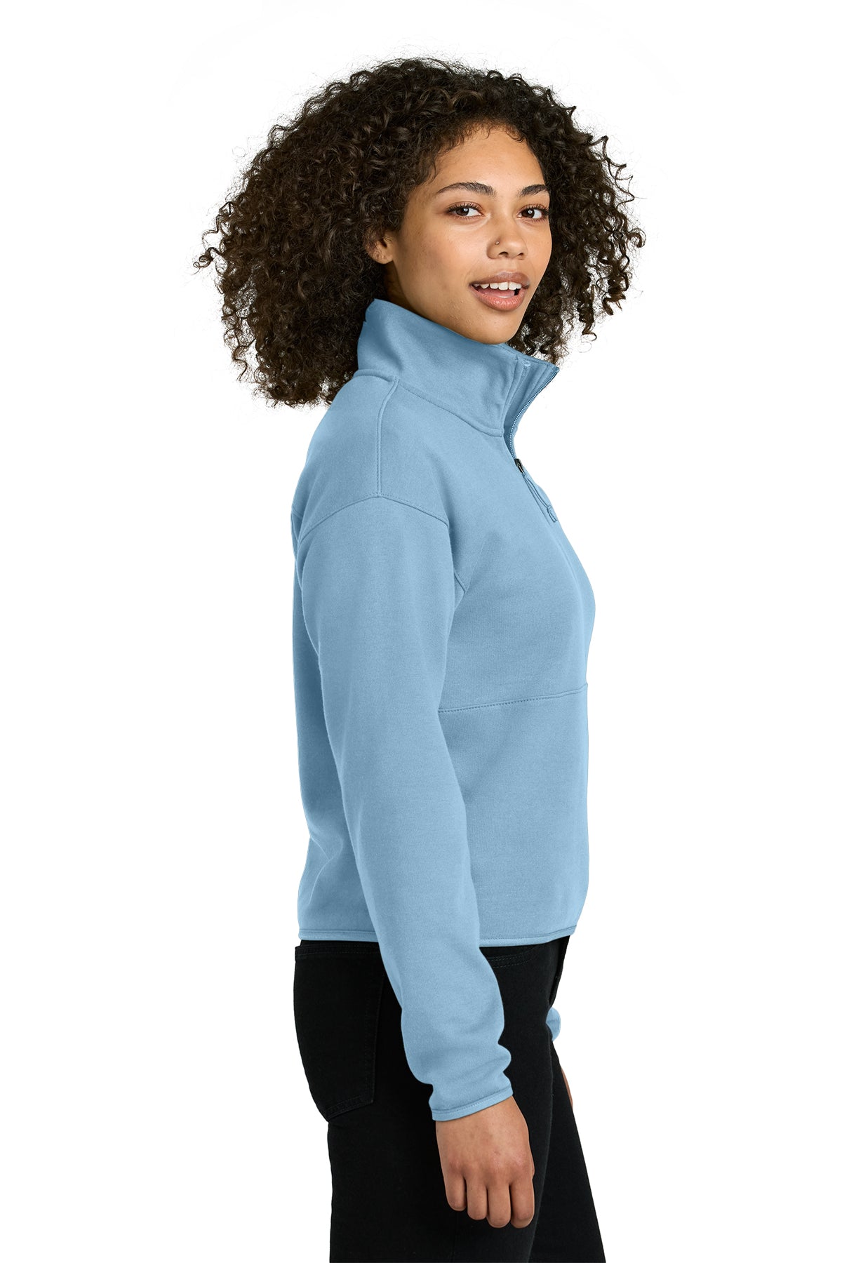 The North Face Womens Double-Knit 1/2-Zip Custom Fleece, Steel Blue