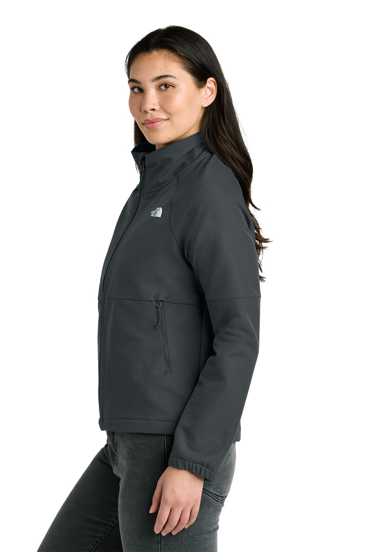 The North Face Womens Barr Lake Soft Shell Custom Jackets, Asphalt Grey Dark Heather