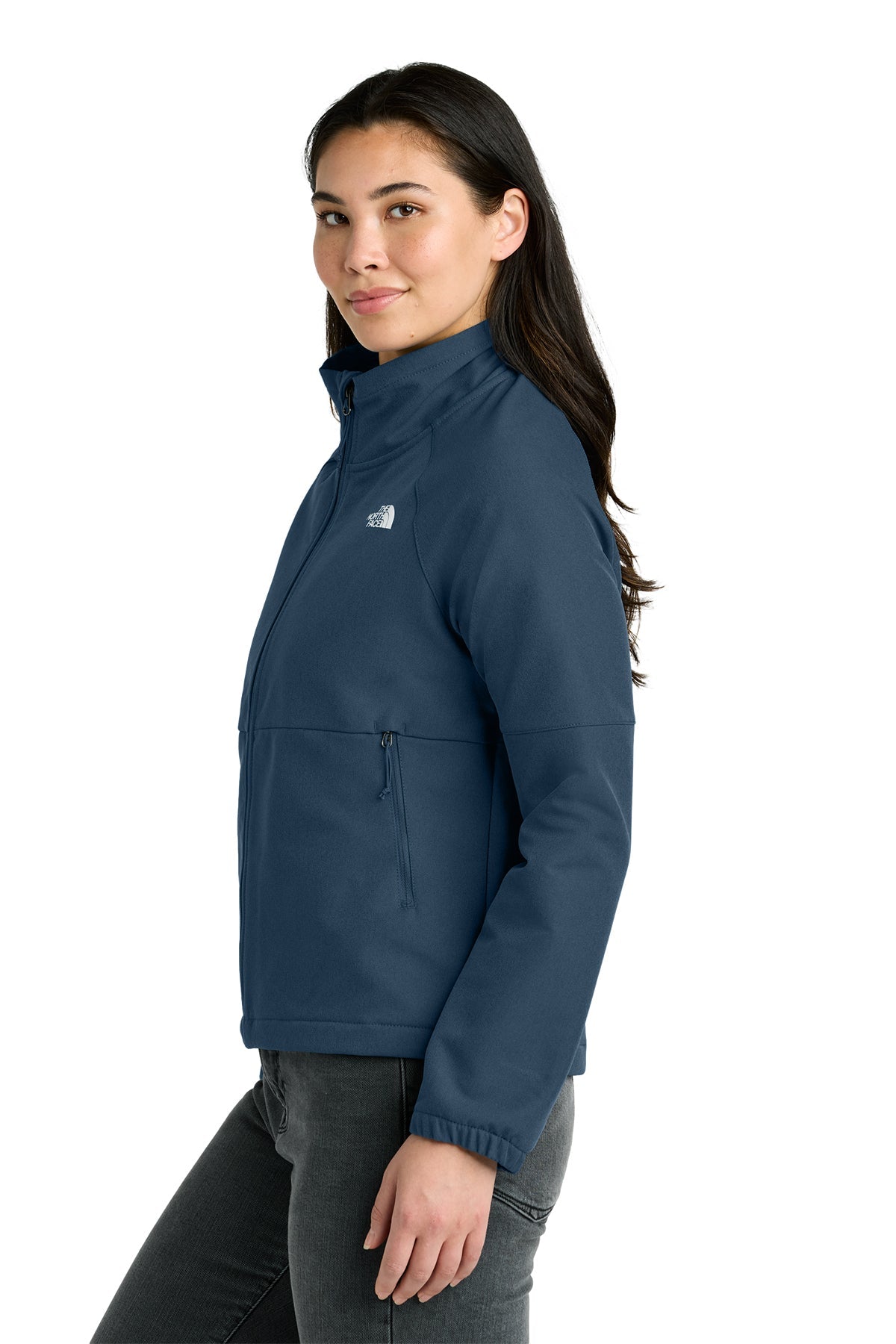 The North Face Womens Barr Lake Soft Shell Custom Jackets, Shady Blue Dark Heather