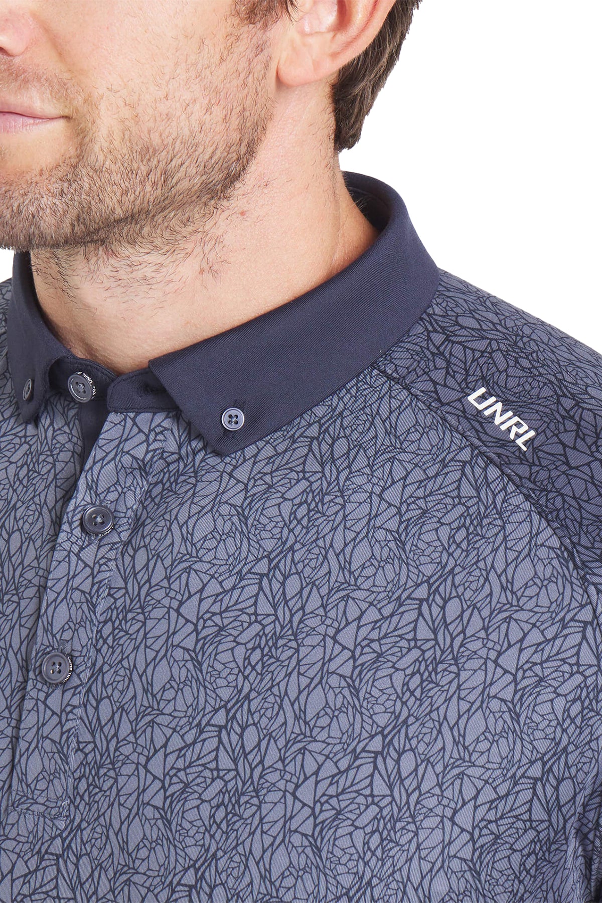 UNRL Abstract Custom Polos, Mid Navy