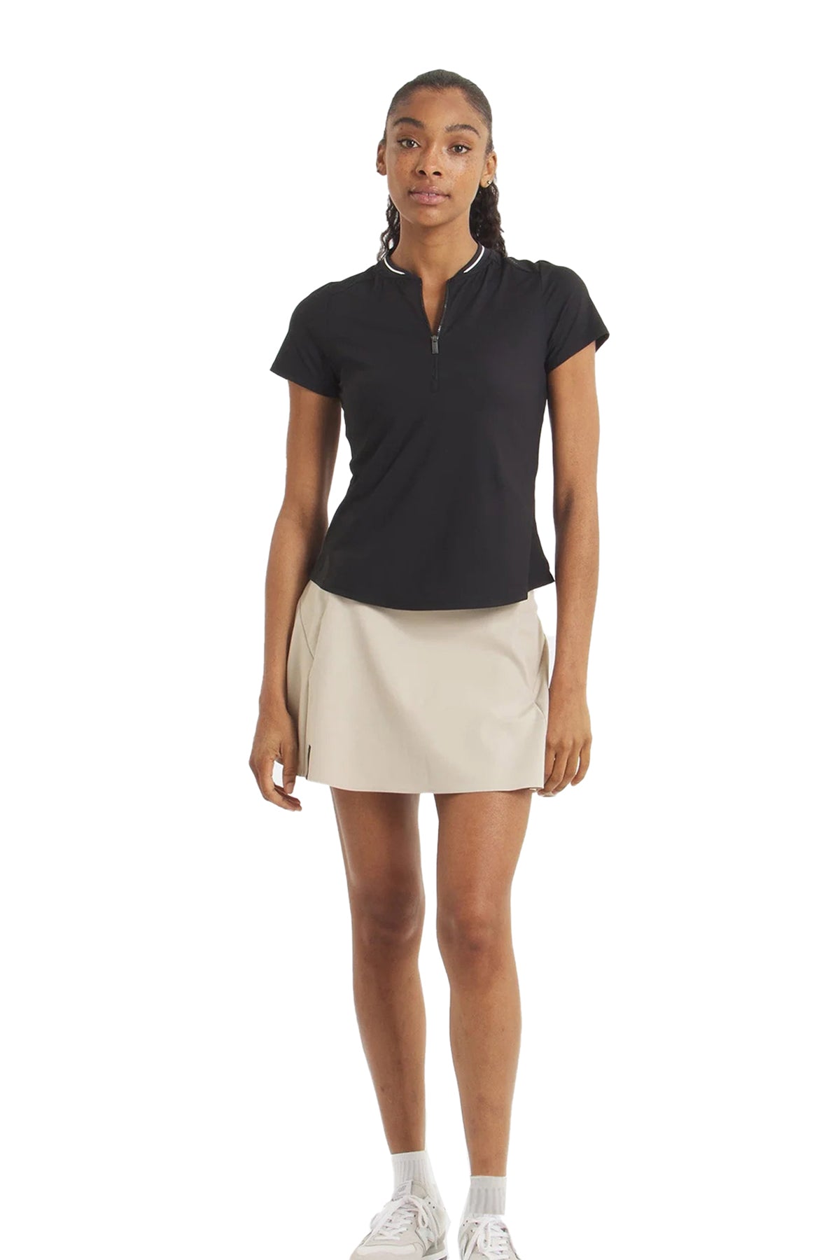 UNRL Womens Amelia Short Sleeve Custom Polos, Black