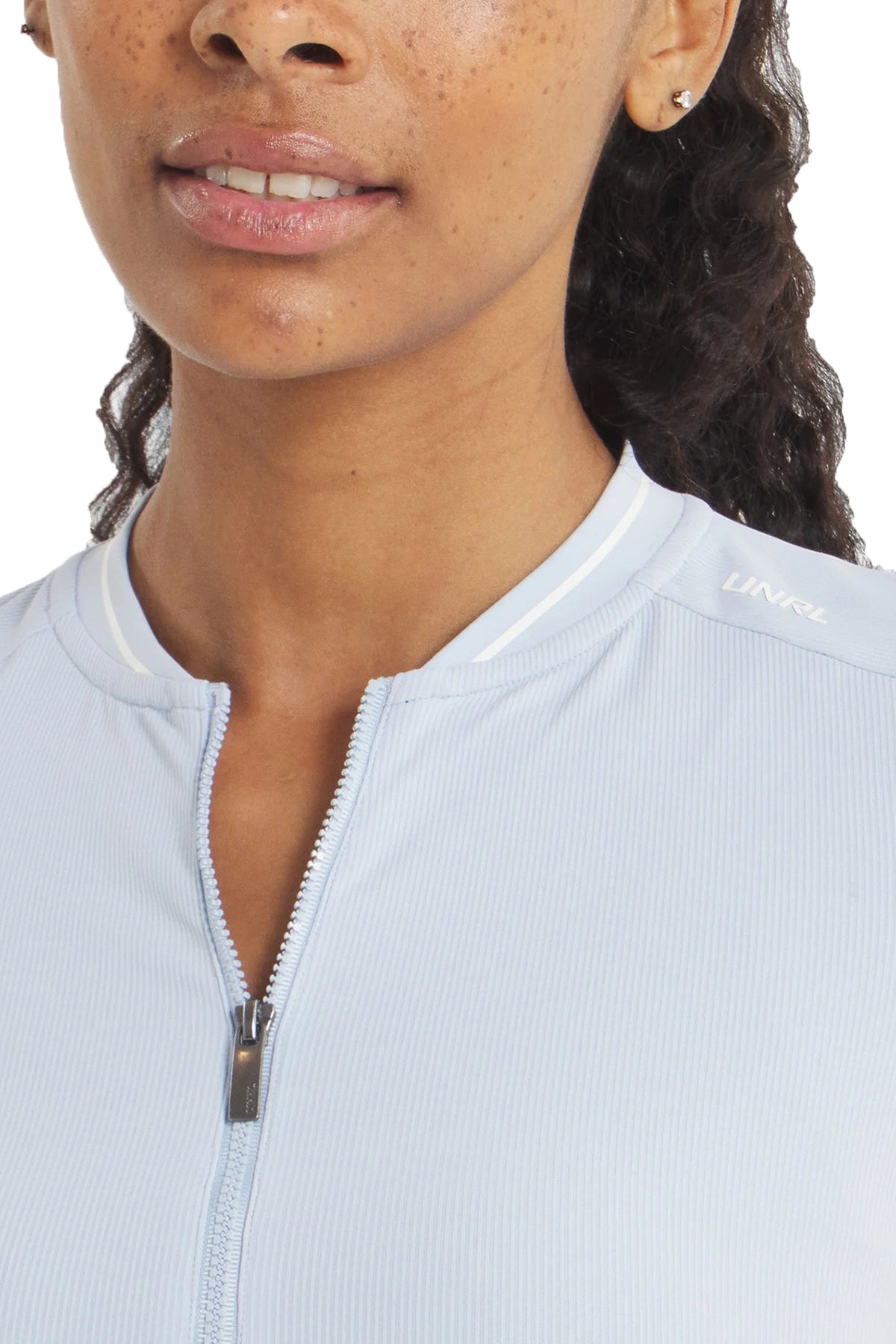 UNRL Womens Amelia Short Sleeve Custom Polos, Sky Blue