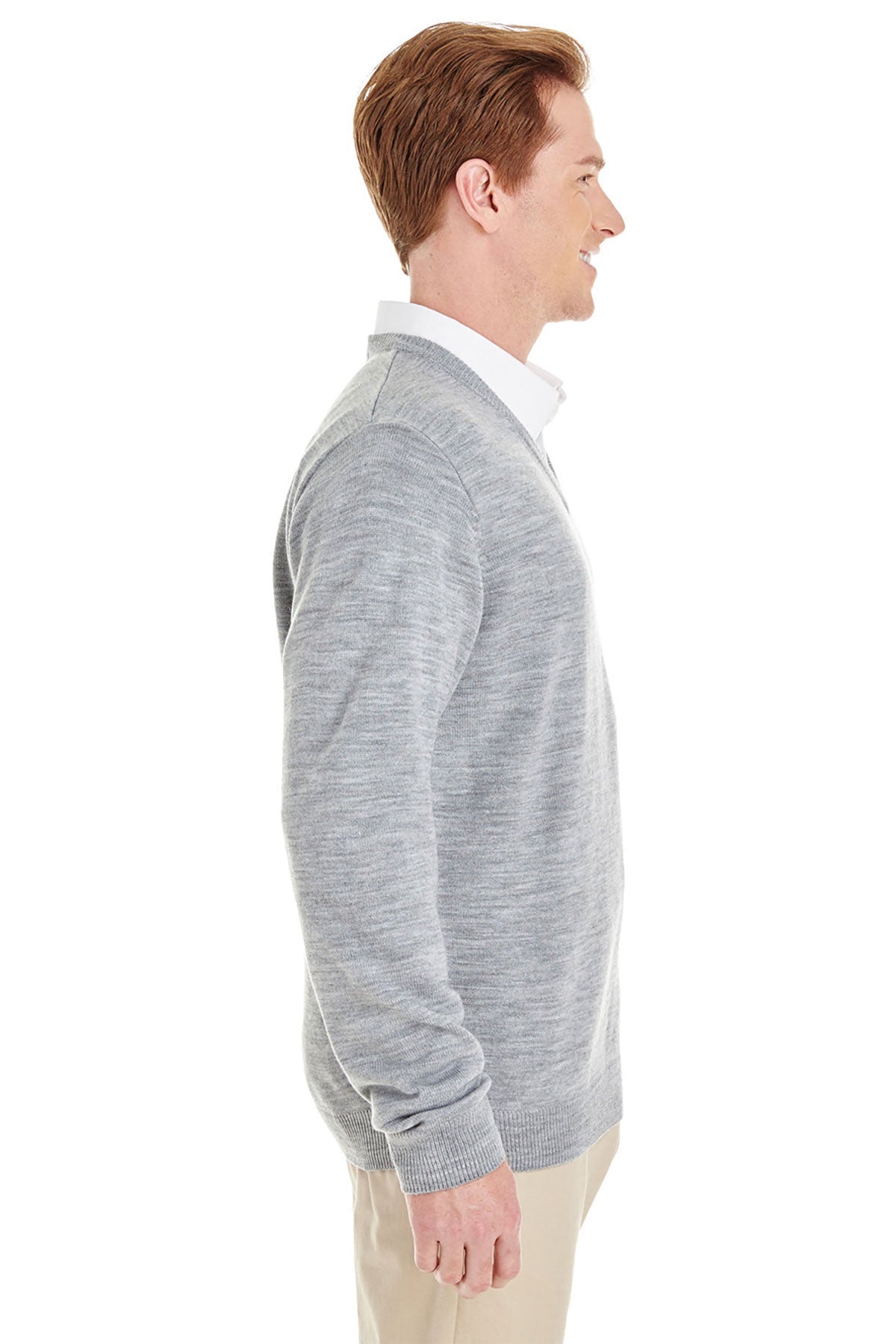 Harriton Pilbloc Custom V-Neck Sweaters, Grey Heather