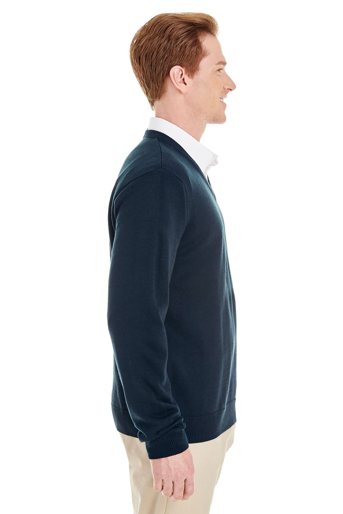 Harriton Pilbloc Custom V-Neck Sweaters, Dark Navy
