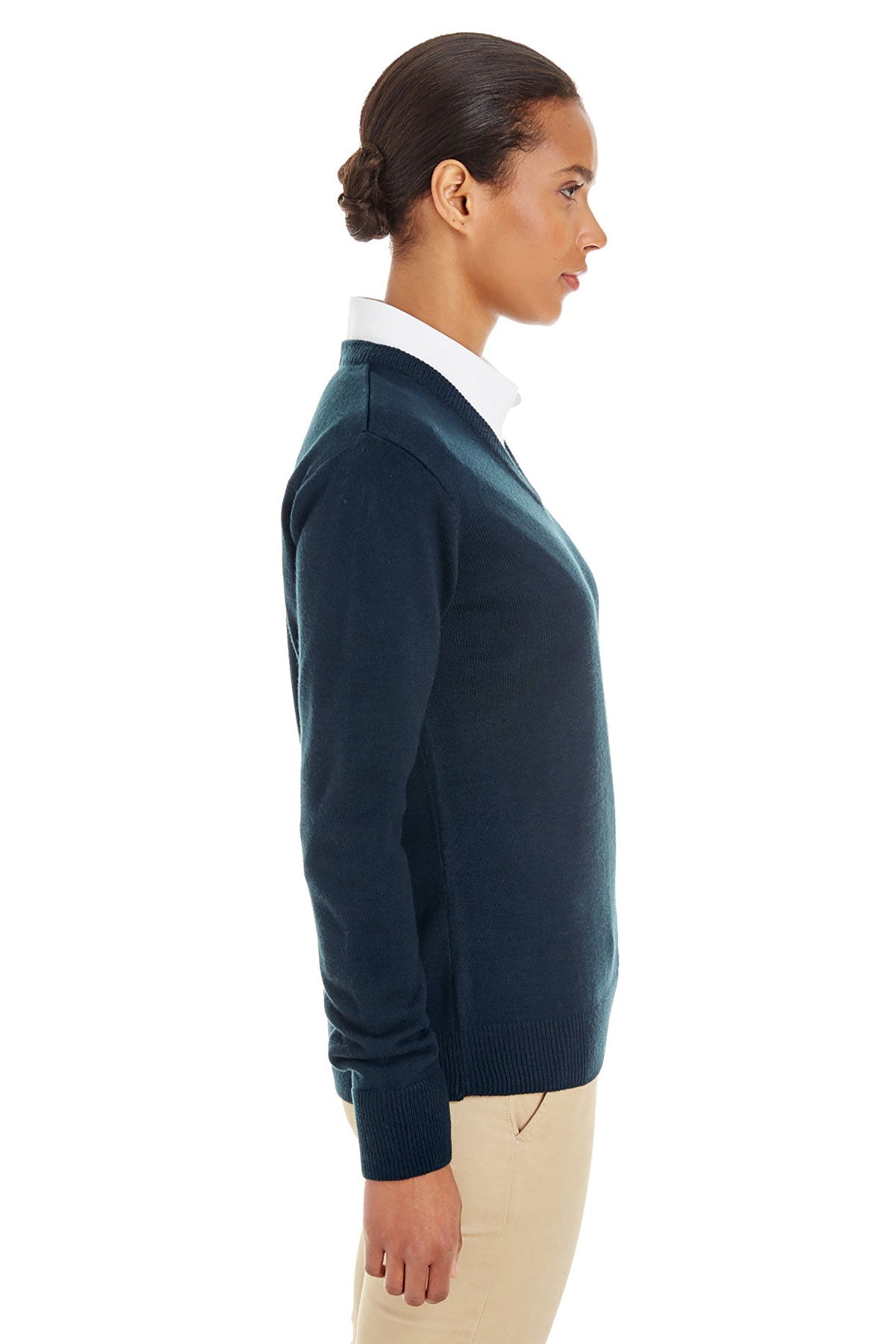 Harriton Ladies Pilbloc Custom V-Neck Sweaters, Dark Navy