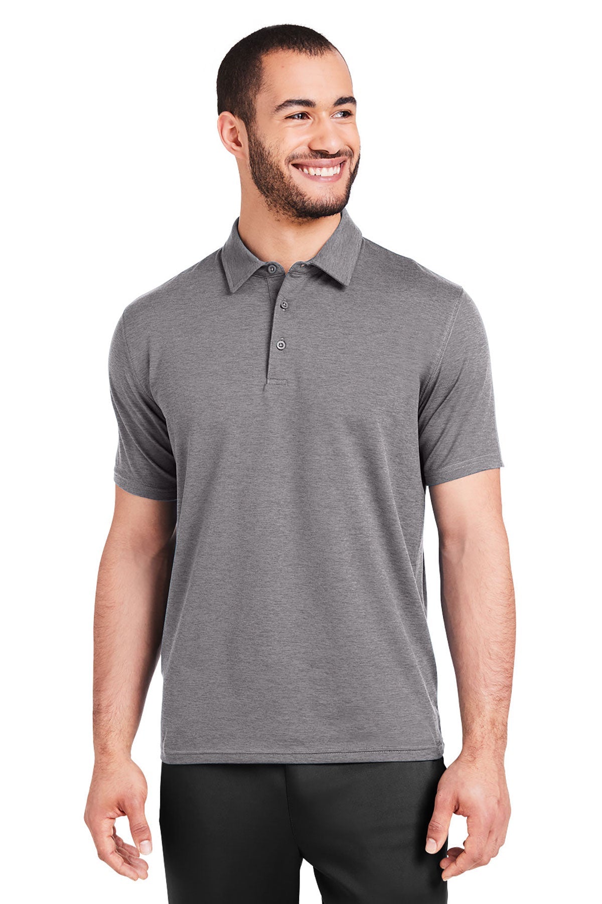 Glyder Mens Marbled Fairway Custom Polos, Ash Grey