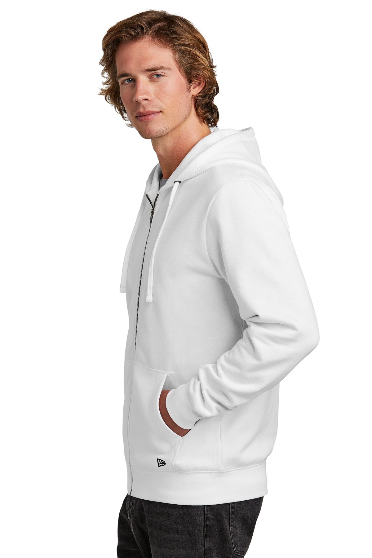 New Era Comeback Fleece Full-Zip Custom Hoodies, White [Glazing Solutions]