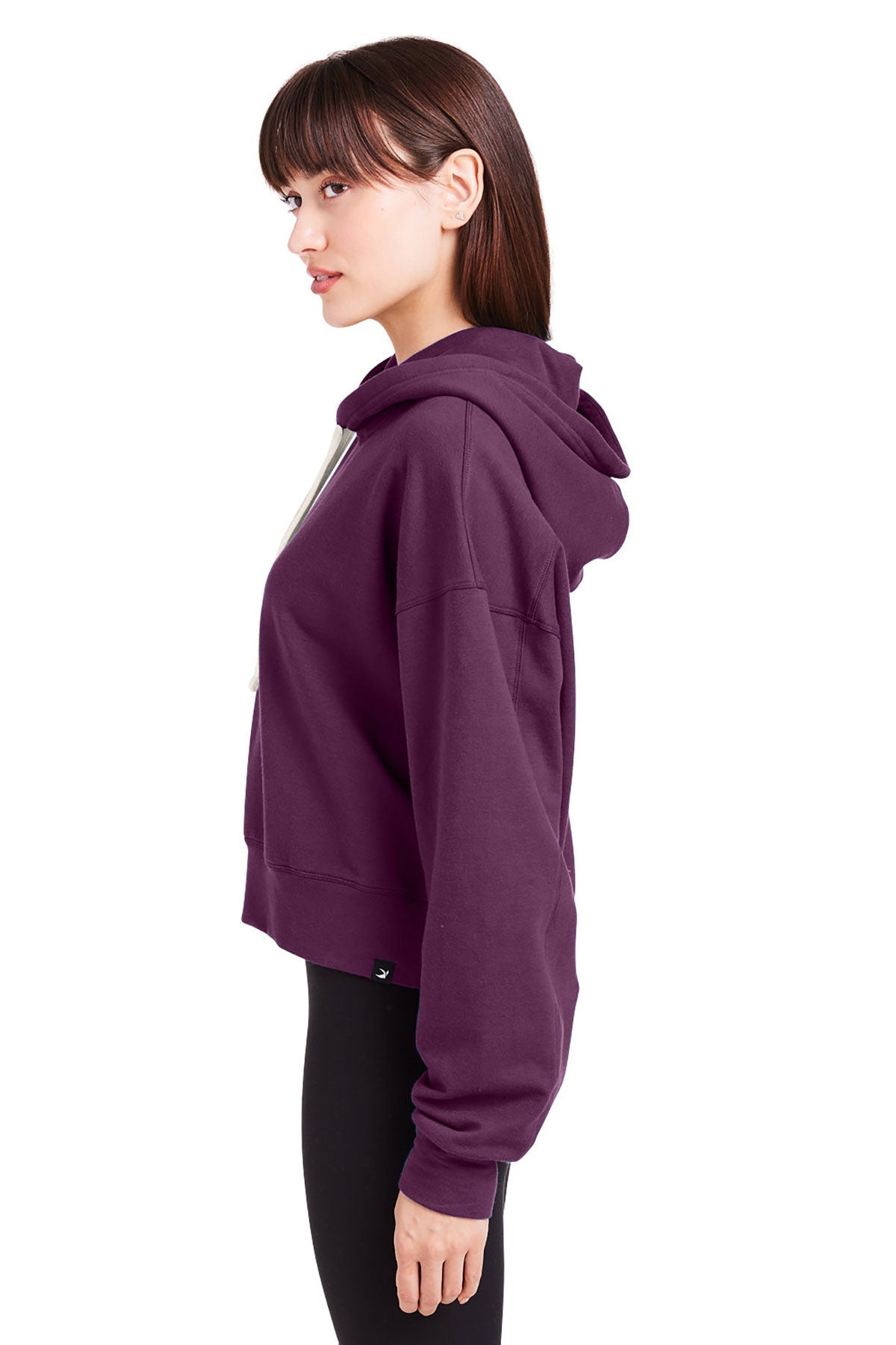Glyder Ladies Vintage Oversized Cropped Hooded Custom Sweatshirts, Mulberry