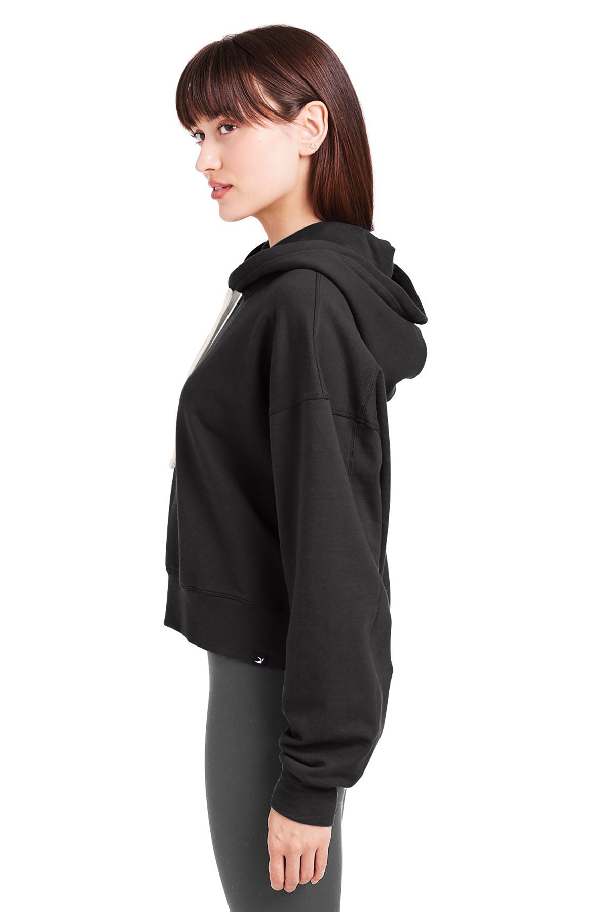 Glyder Ladies Vintage Oversized Cropped Hooded Custom Sweatshirts, Black