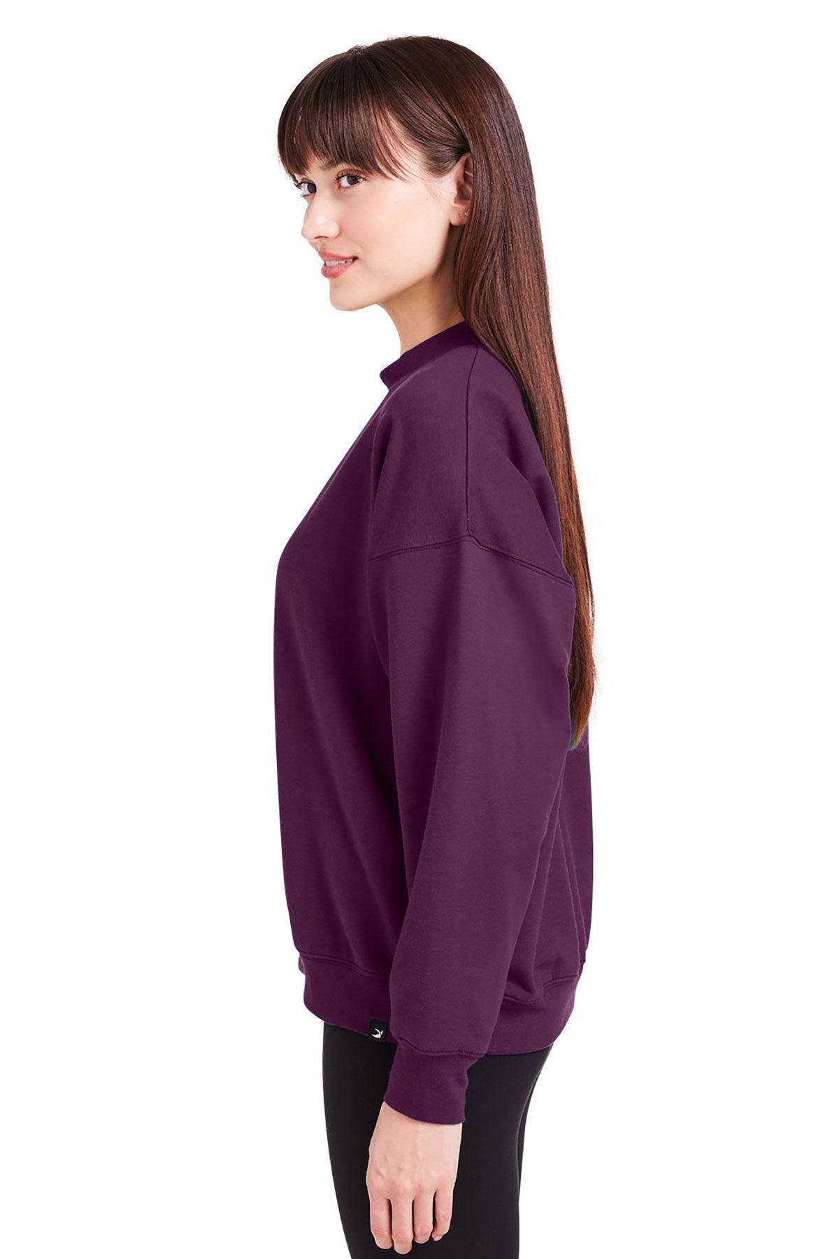 Glyder Ladies Vintage Oversized Crew Custom Pullovers, Mulberry