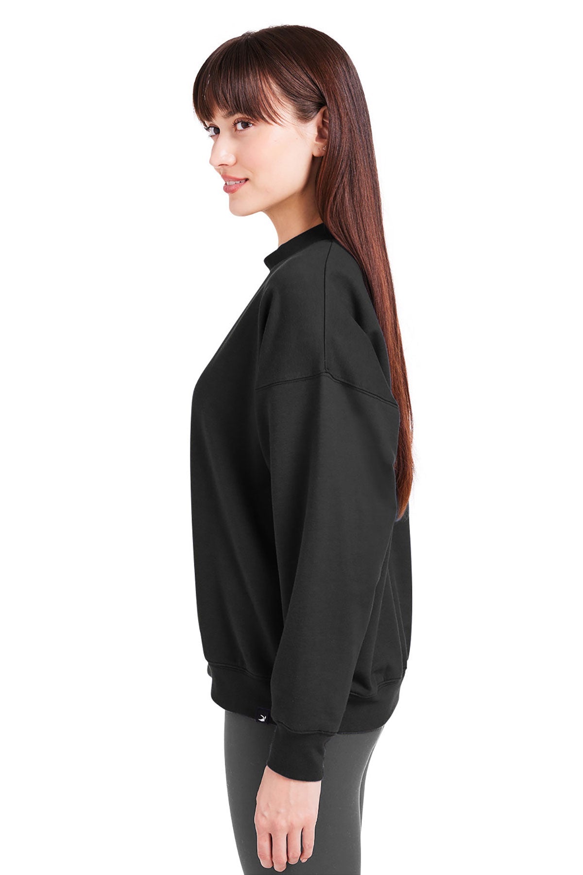 Glyder Ladies Vintage Oversized Crew Custom Pullovers, Black