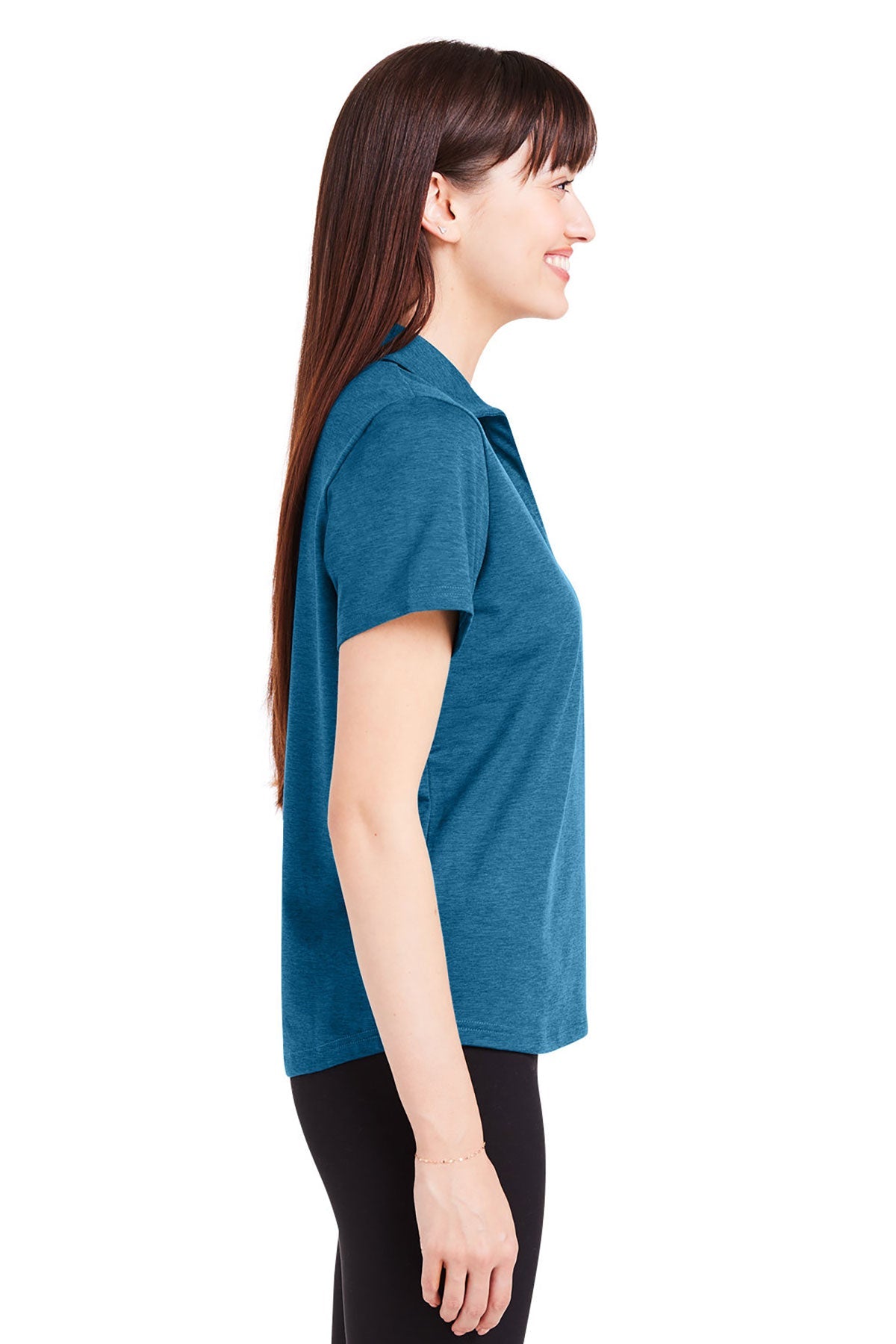 Glyder Ladies Marbled Fairway Custom Polos, Moroccan Blue